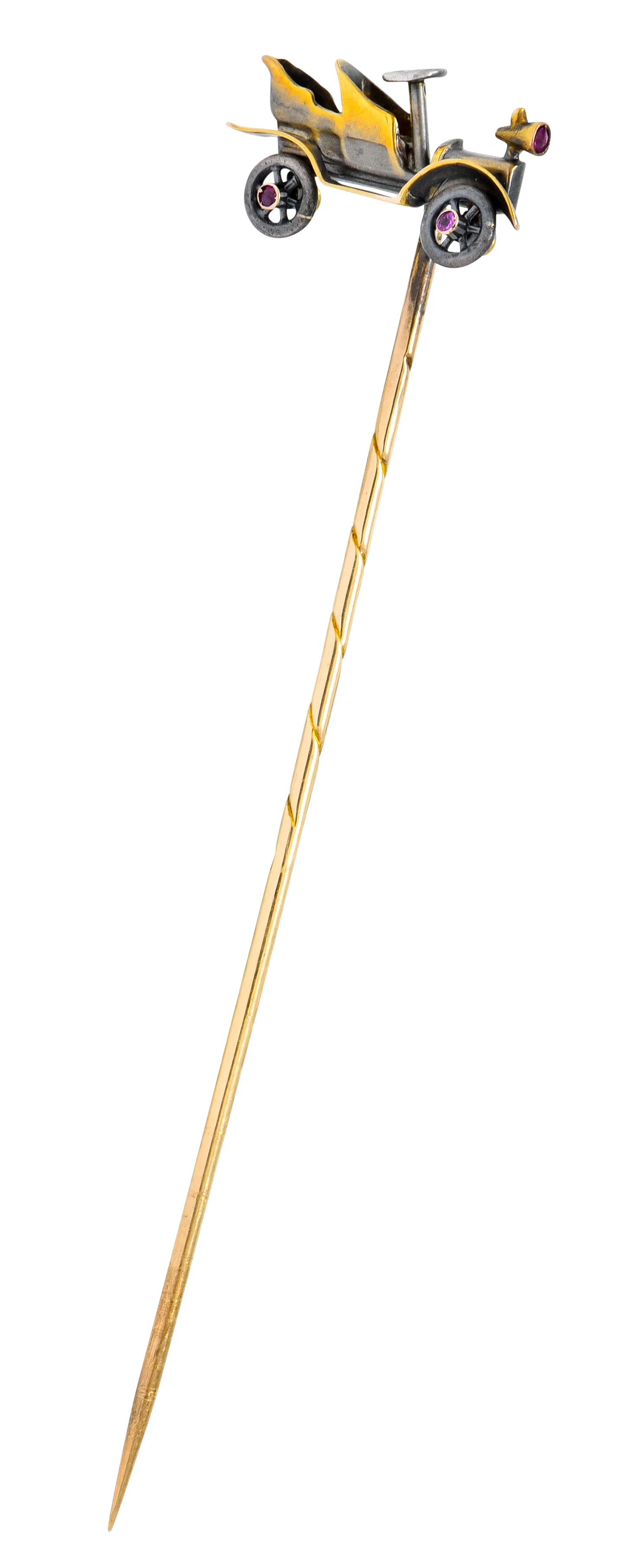 Art Nouveau Articulated 14 Karat Two-Tone Gold Classic Car Stickpin - Image 2