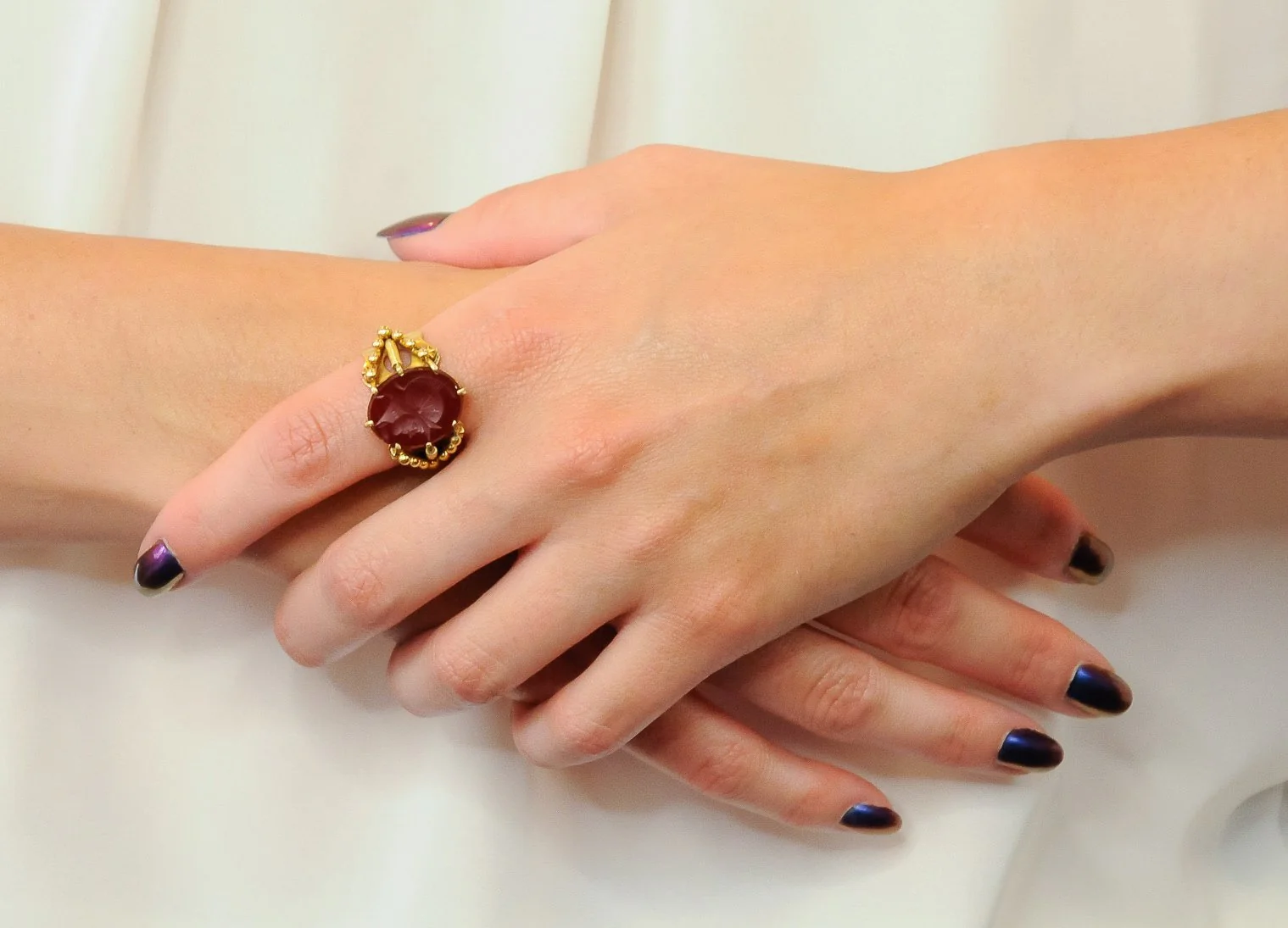 Art Nouveau Carnelian Intaglio 18 Karat Gold Greek Warrior Signet Ring - Image 9
