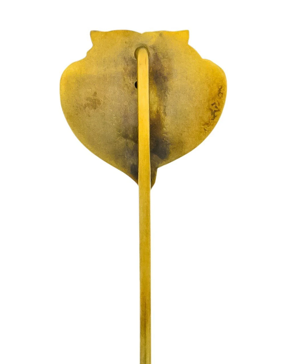 Art Nouveau Diamond 10 Karat Gold Stylized Owl Stickpin - Image 4