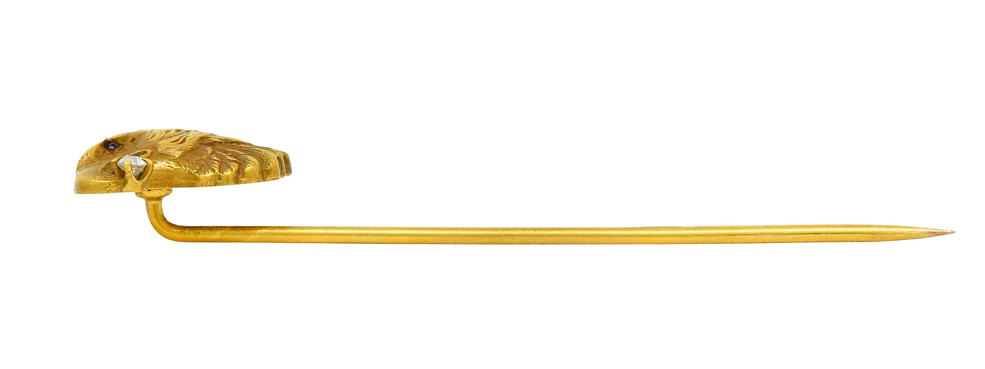 Art Nouveau Diamond 14 Karat Gold Eagle Bust Stickpin - Image 6