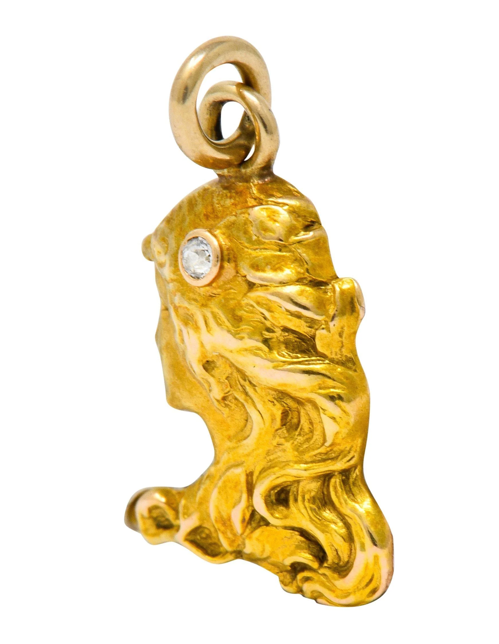 Art Nouveau Diamond 14 Karat Gold Enchanted Woman Charm - Image 2