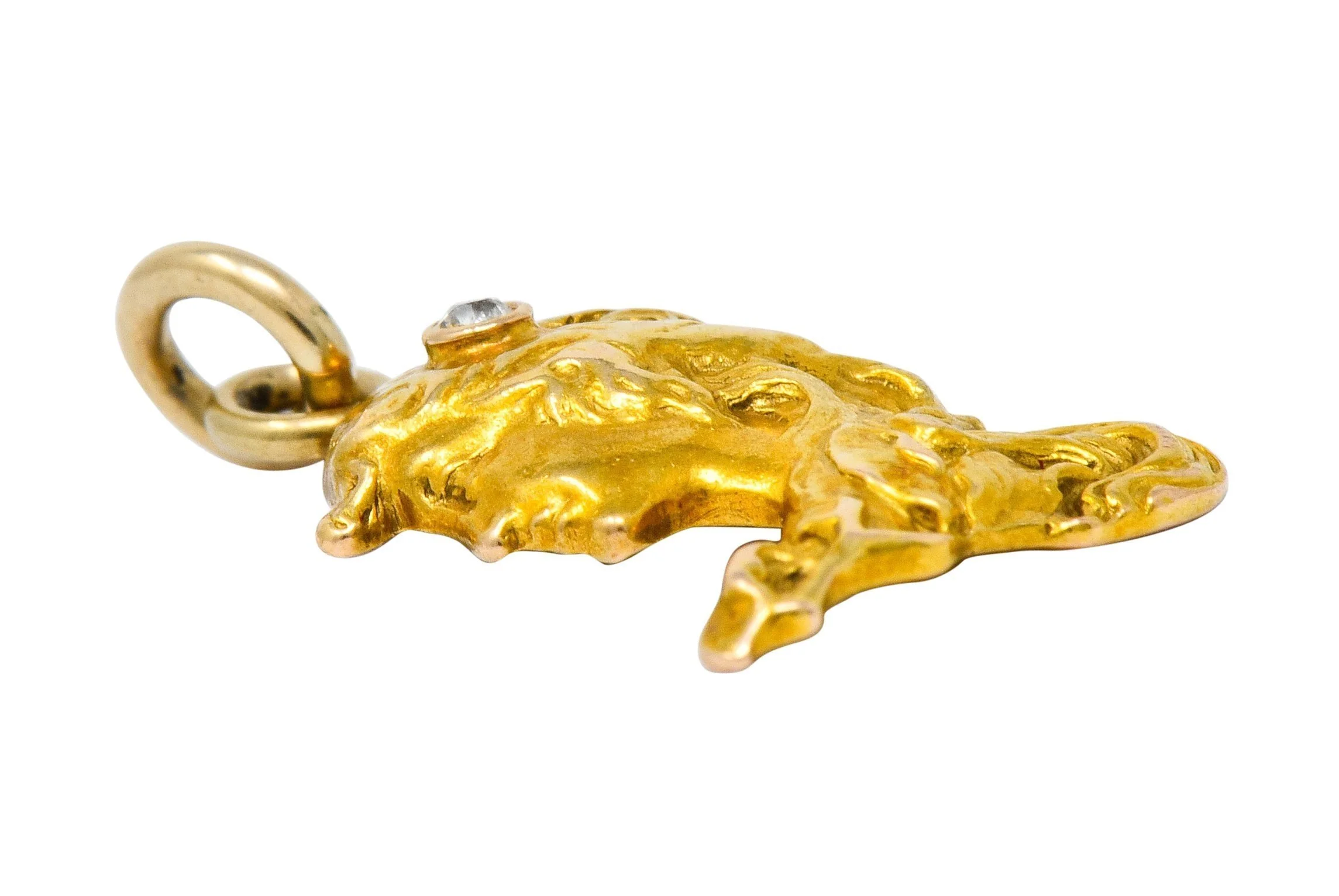 Art Nouveau Diamond 14 Karat Gold Enchanted Woman Charm - Image 5