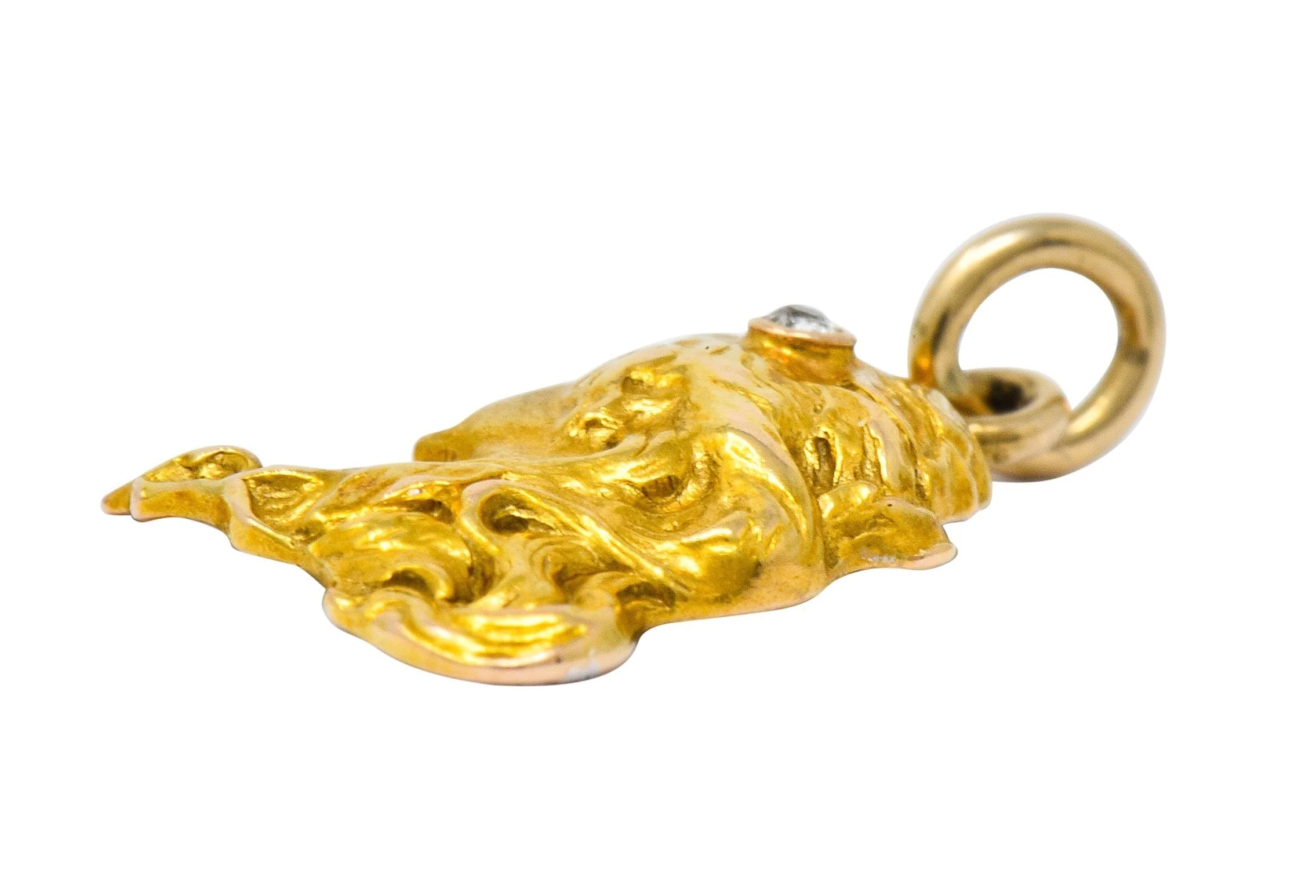 Art Nouveau Diamond 14 Karat Gold Enchanted Woman Charm - Image 6
