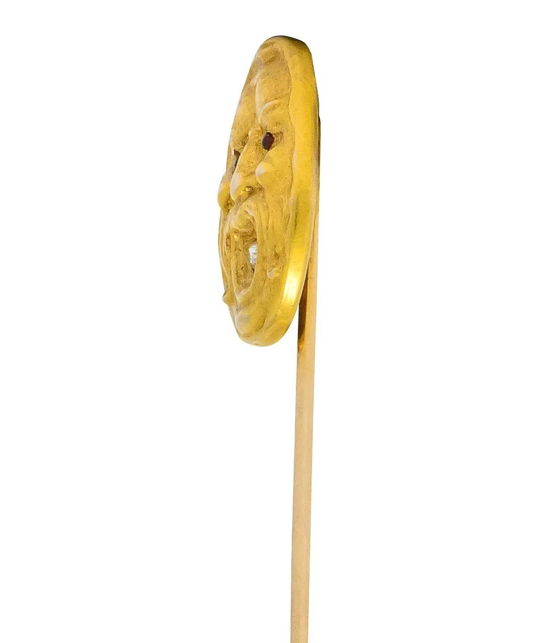 Art Nouveau Diamond 14 Karat Gold Italian Fountain Grotesque Stick pin - Image 2