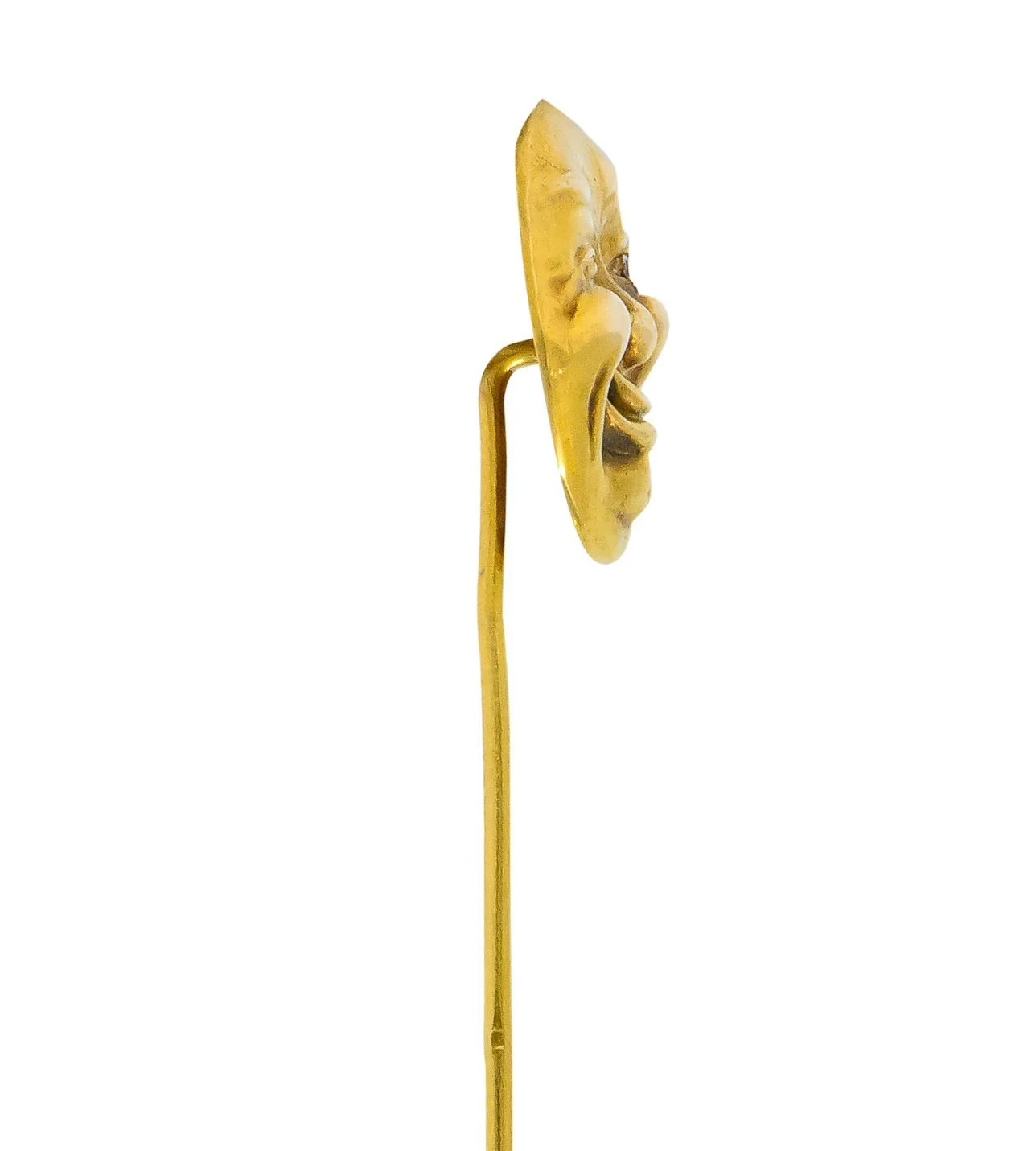Art Nouveau Diamond 14 Karat Gold Winking Man In The Moon Stickpin - Image 4