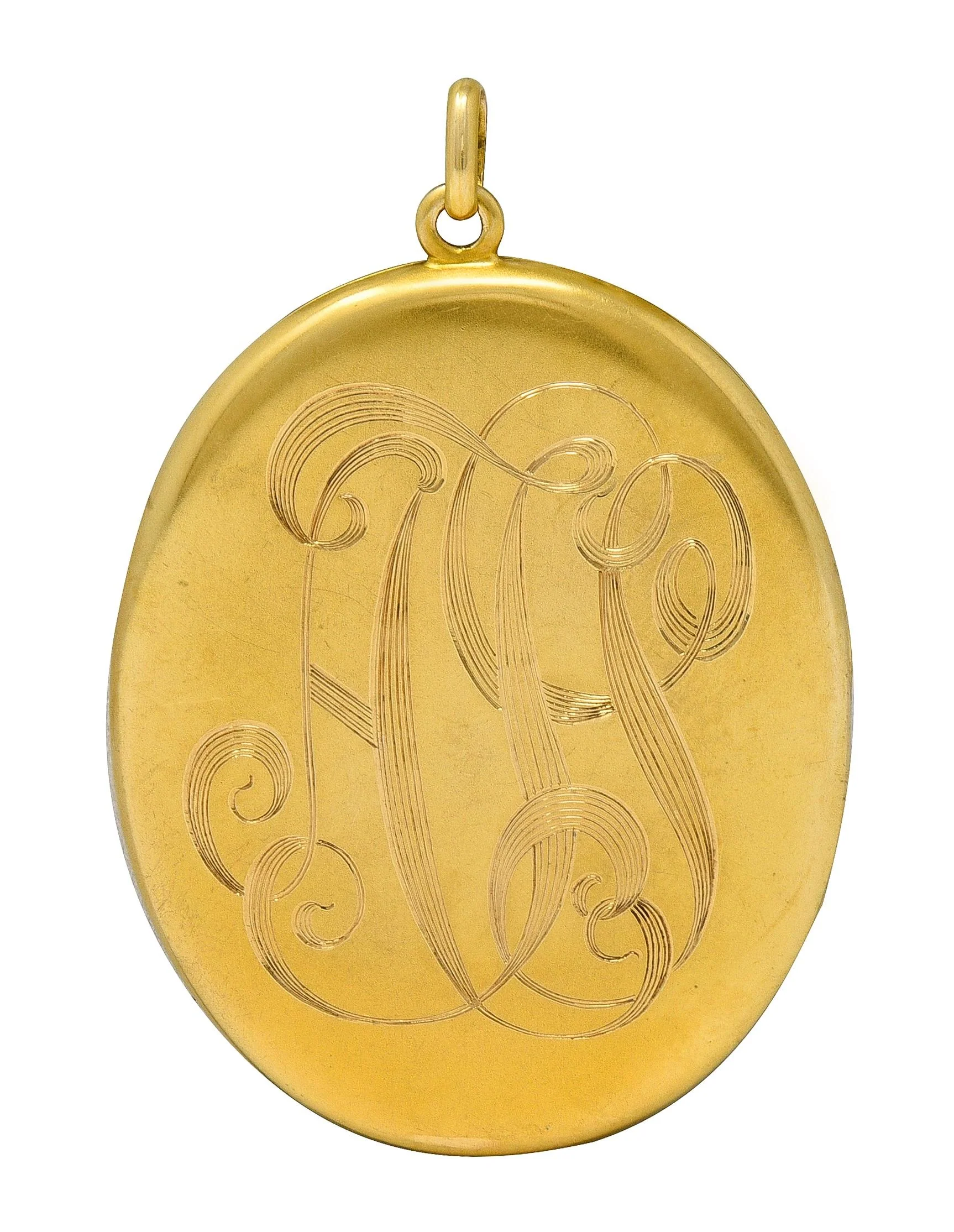 Substantial Art Nouveau Diamond 14 Karat Yellow Gold Antique Lady Locket Pendant - Image 4