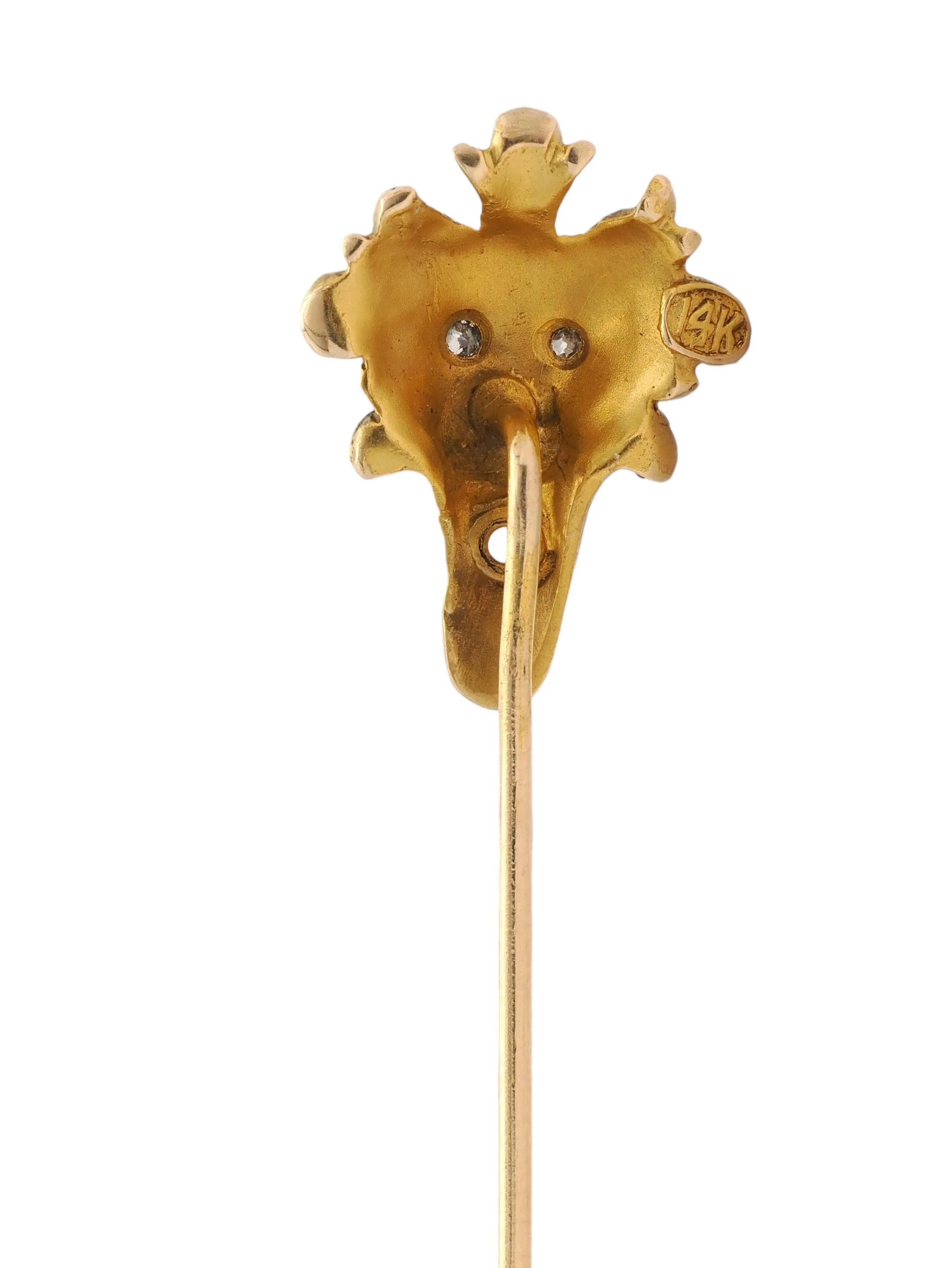 Art Nouveau Diamond 14 Karat Yellow Gold Antique Lion Stickpin - Image 4