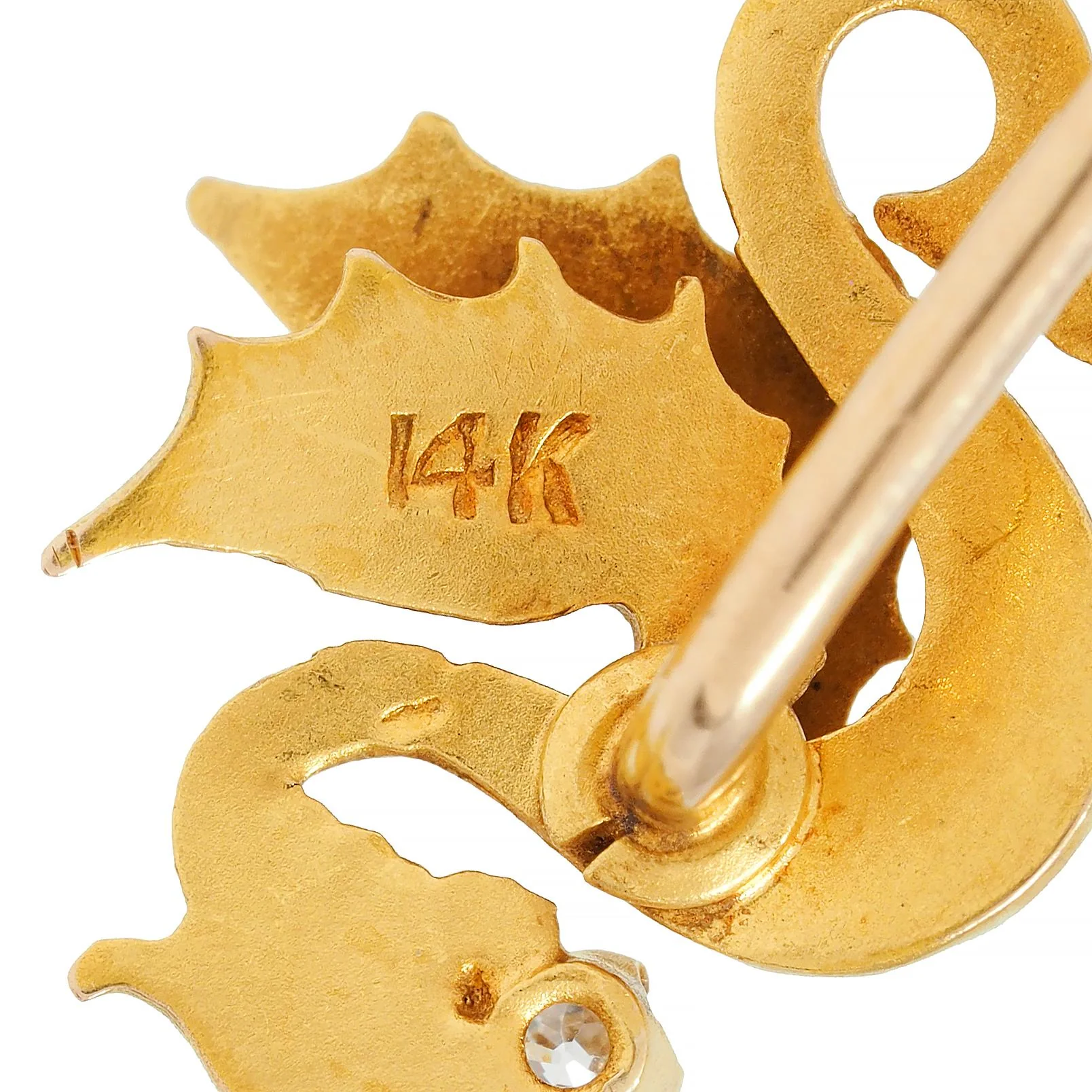 Art Nouveau Diamond 14 Karat Yellow Gold Dragon Antique Stickpin - Image 6
