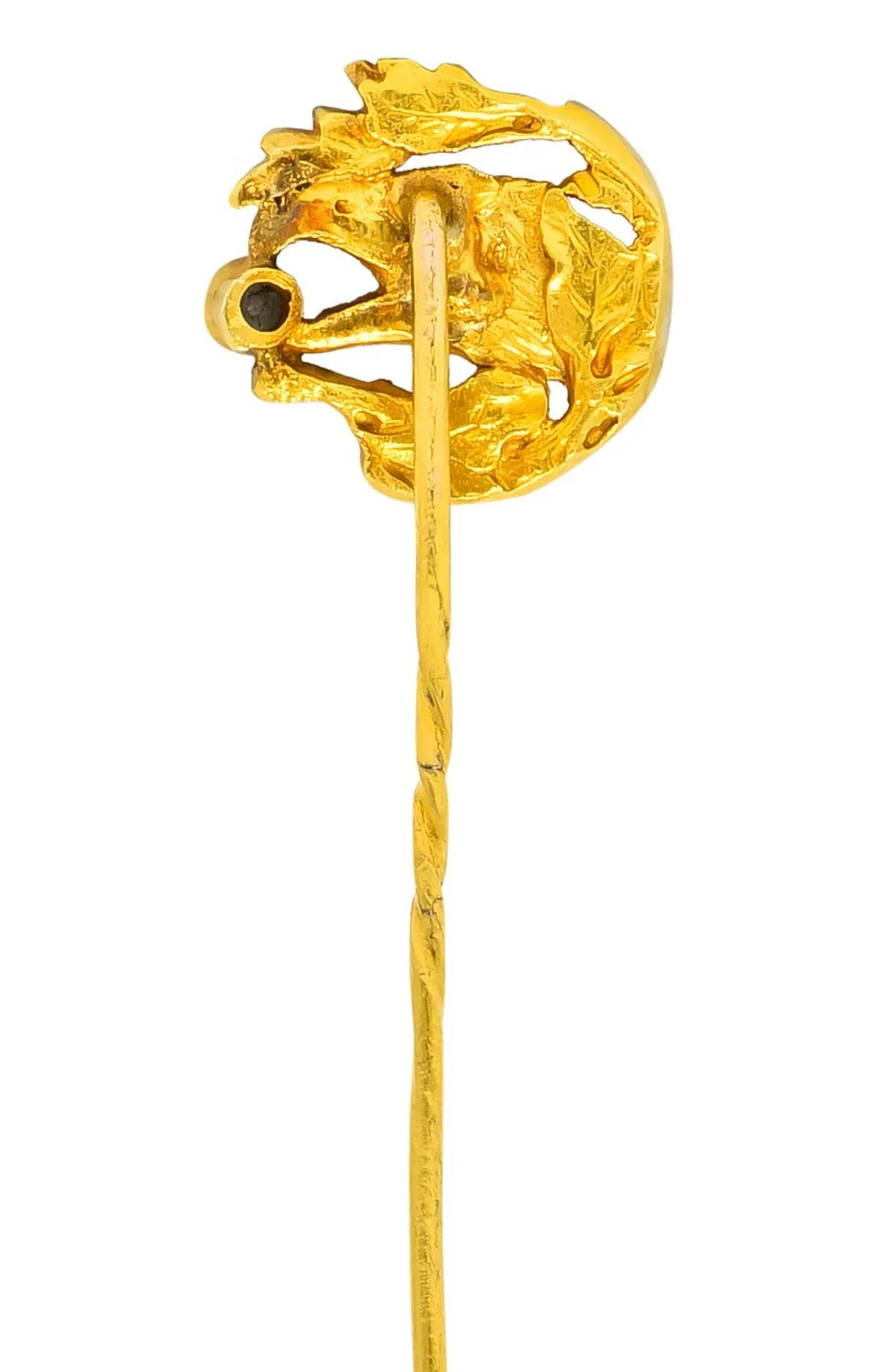Art Nouveau Diamond 18 Karat Gold Foliate Eagle Stickpin - Image 4