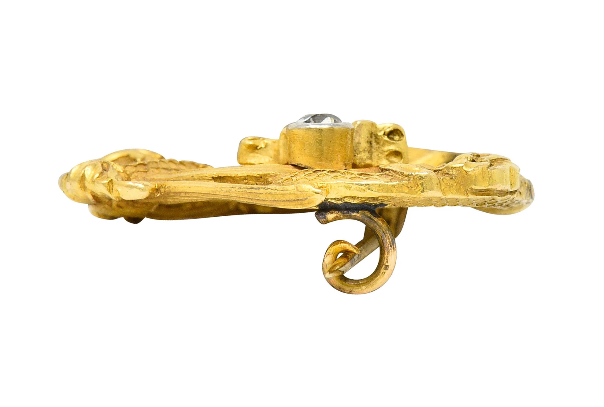 Art Nouveau Diamond 18 Karat Gold Serpent Dragon Brooch - Image 7