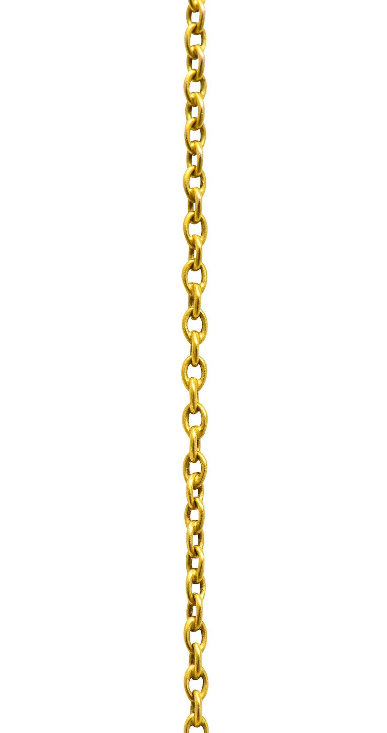 Art Nouveau Diamond 18 Karat Yellow Gold Cherub Station Necklace - Image 9
