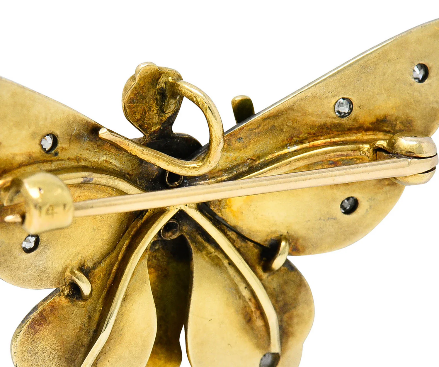 Art Nouveau Diamond Enamel 14 Karat Gold Fairy Antique Brooch - Image 6