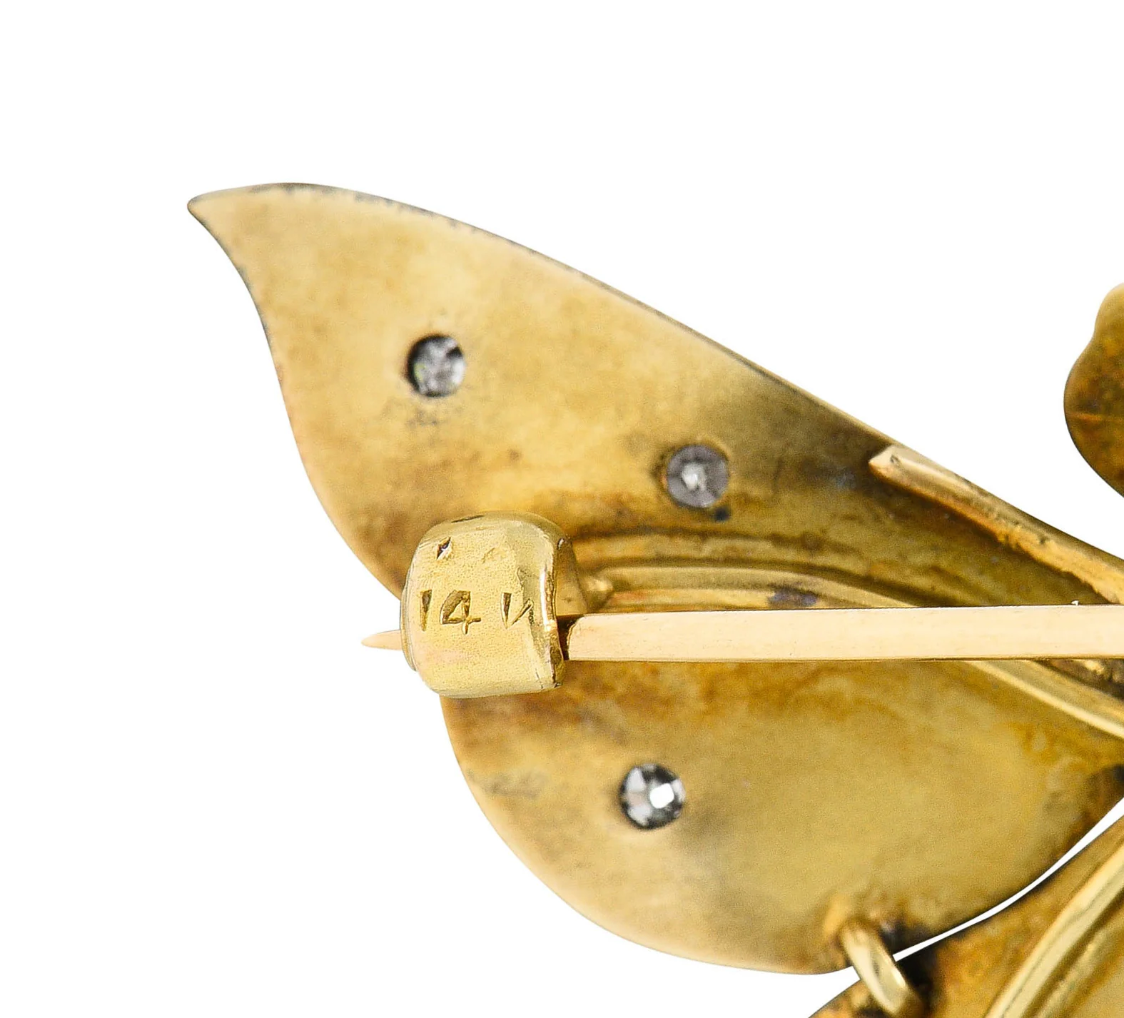 Art Nouveau Diamond Enamel 14 Karat Gold Fairy Antique Brooch - Image 8