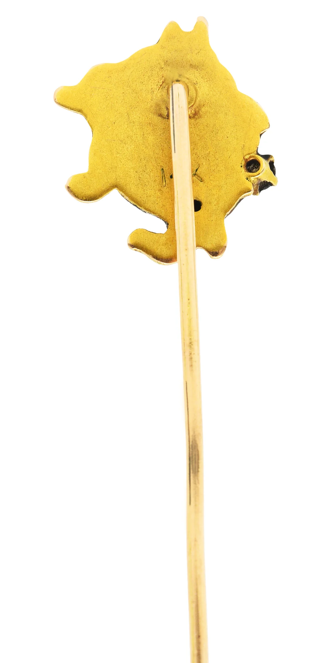 Art Nouveau Diamond Enamel 14 Karat Yellow Gold Pan Stickpin - Image 3