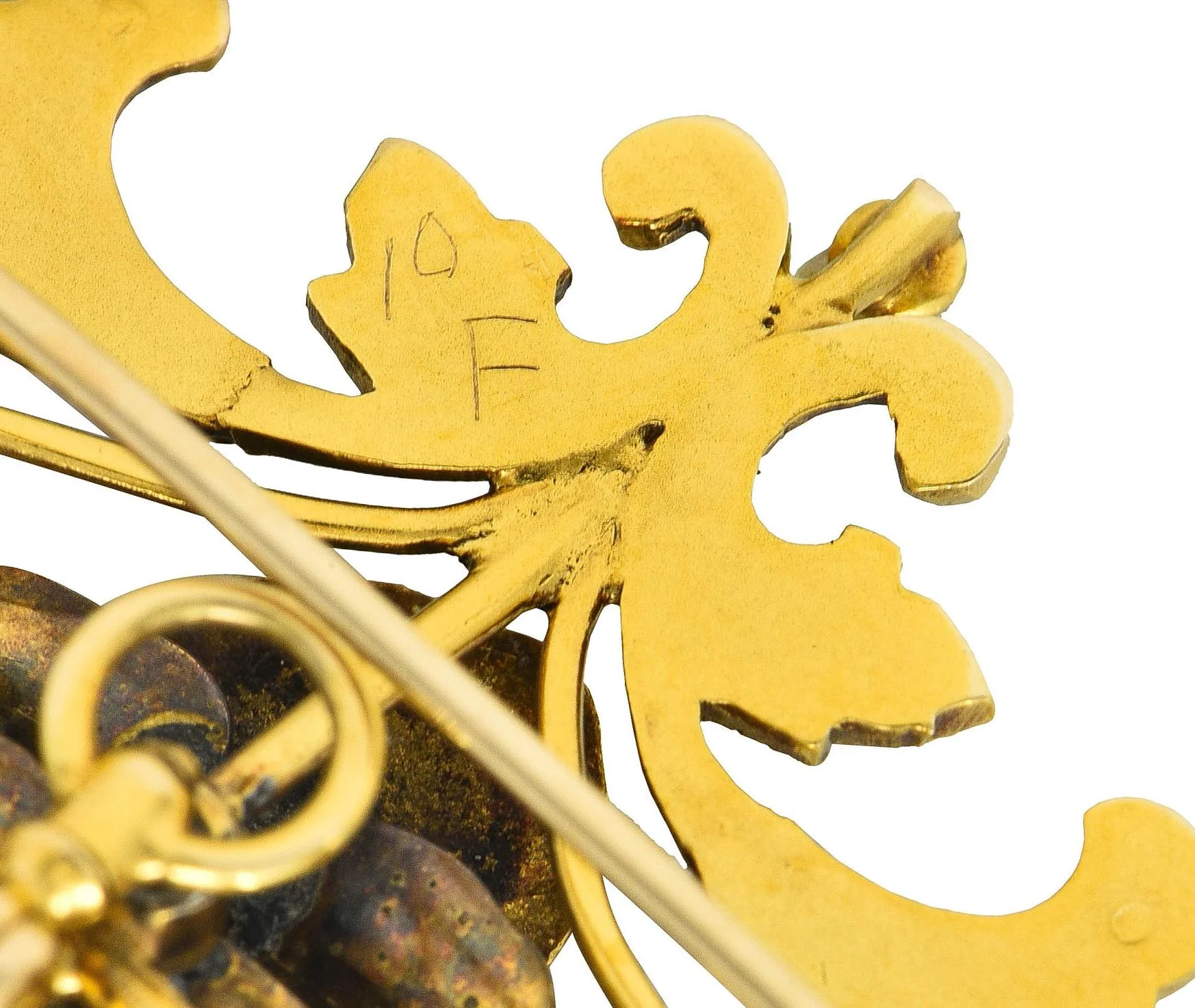 Art Nouveau Diamond Pearl Enamel 14 Karat Yellow Gold Antique Flower Pendant Brooch - Image 7