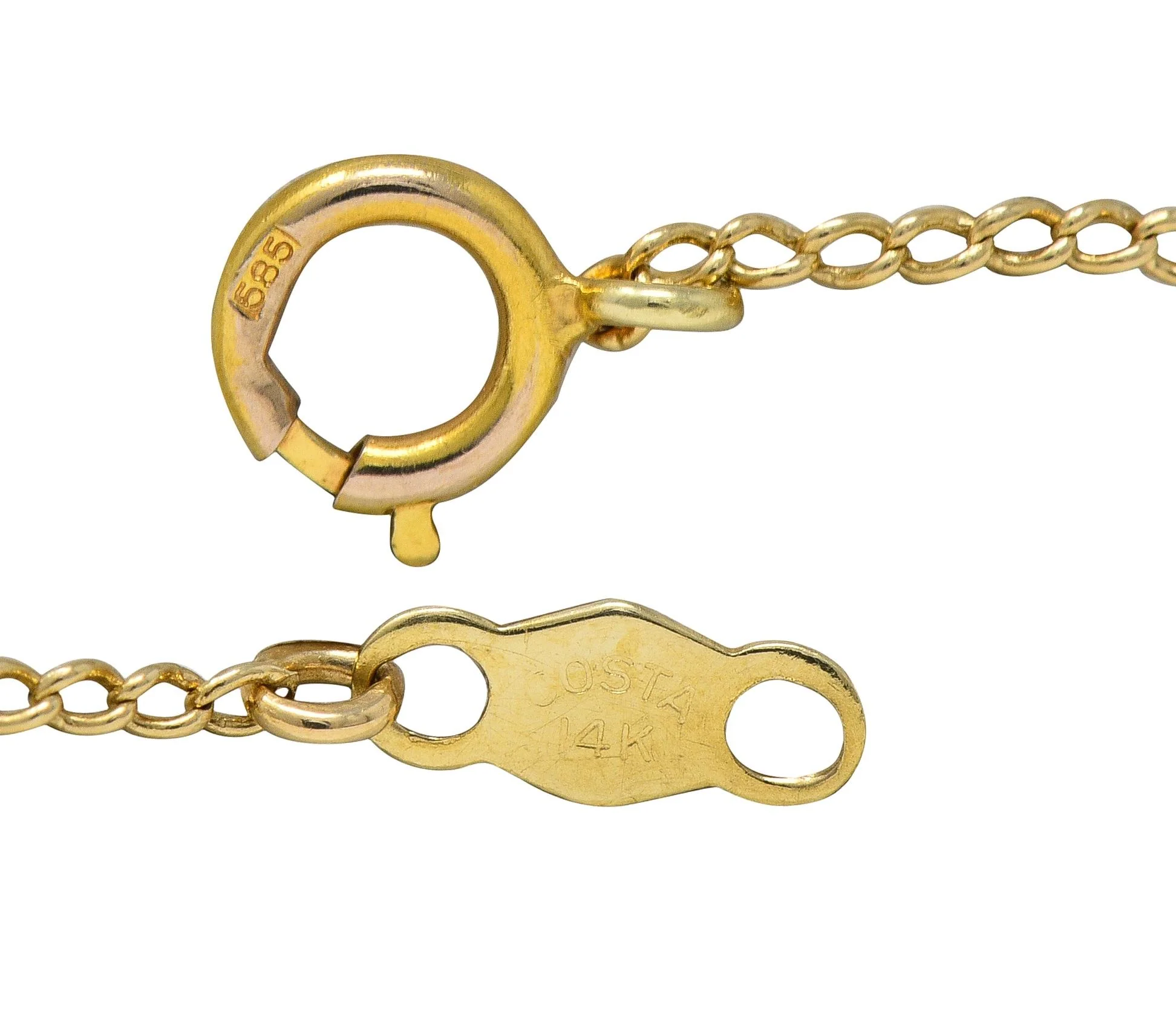 Art Nouveau Diamond Turquoise 14 Karat Yellow Gold Antique Station Chain Necklace - Image 7