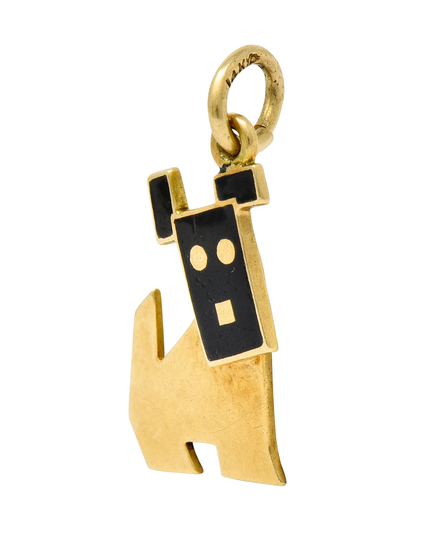 Art Nouveau Enamel 14 Karat Gold Articulated Dog Charm - Image 3