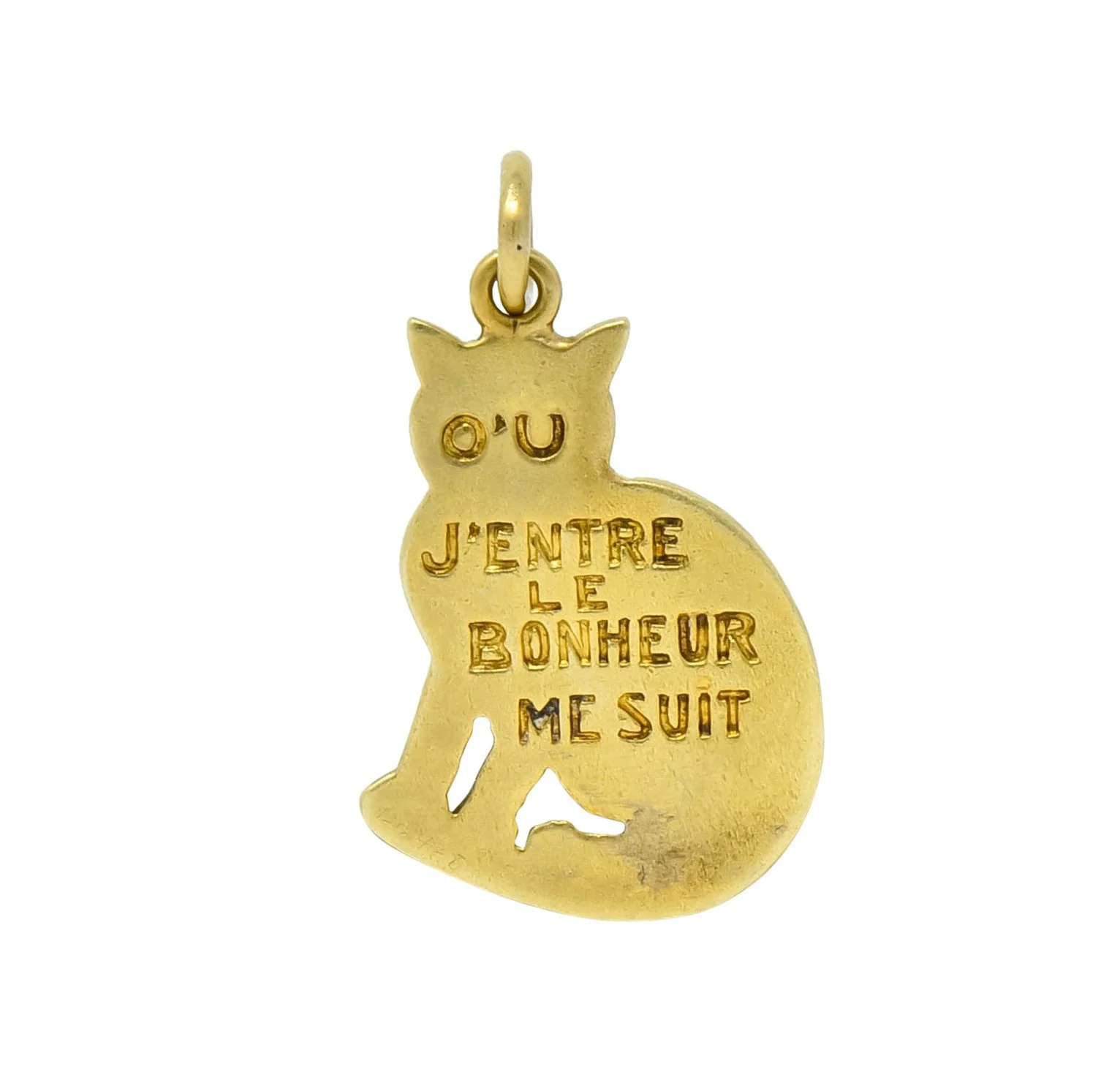 Art Nouveau Enamel 14 Karat Gold Cat Charm - Image 2