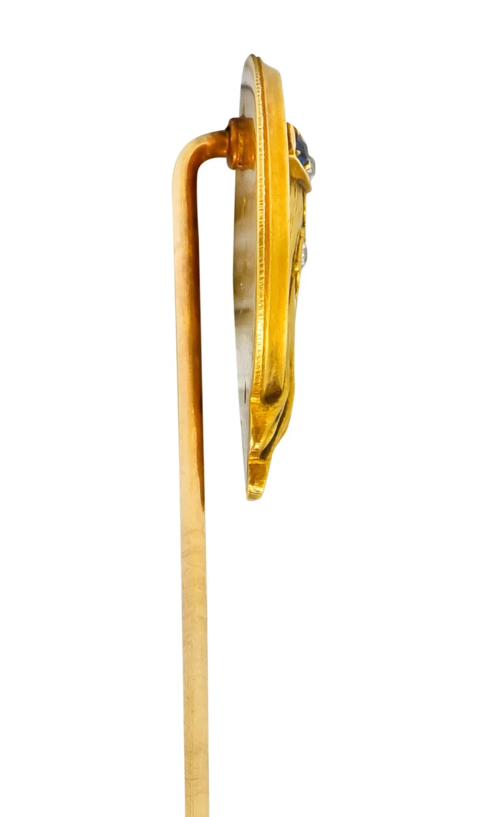 Art Nouveau Enamel Diamond Sapphire 14 Karat Gold Empress Stickpin - Image 5