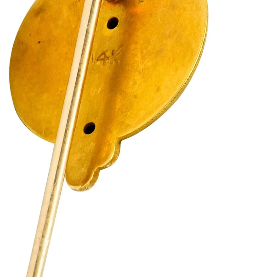 Art Nouveau Enamel Diamond Sapphire 14 Karat Gold Empress Stickpin - Image 6