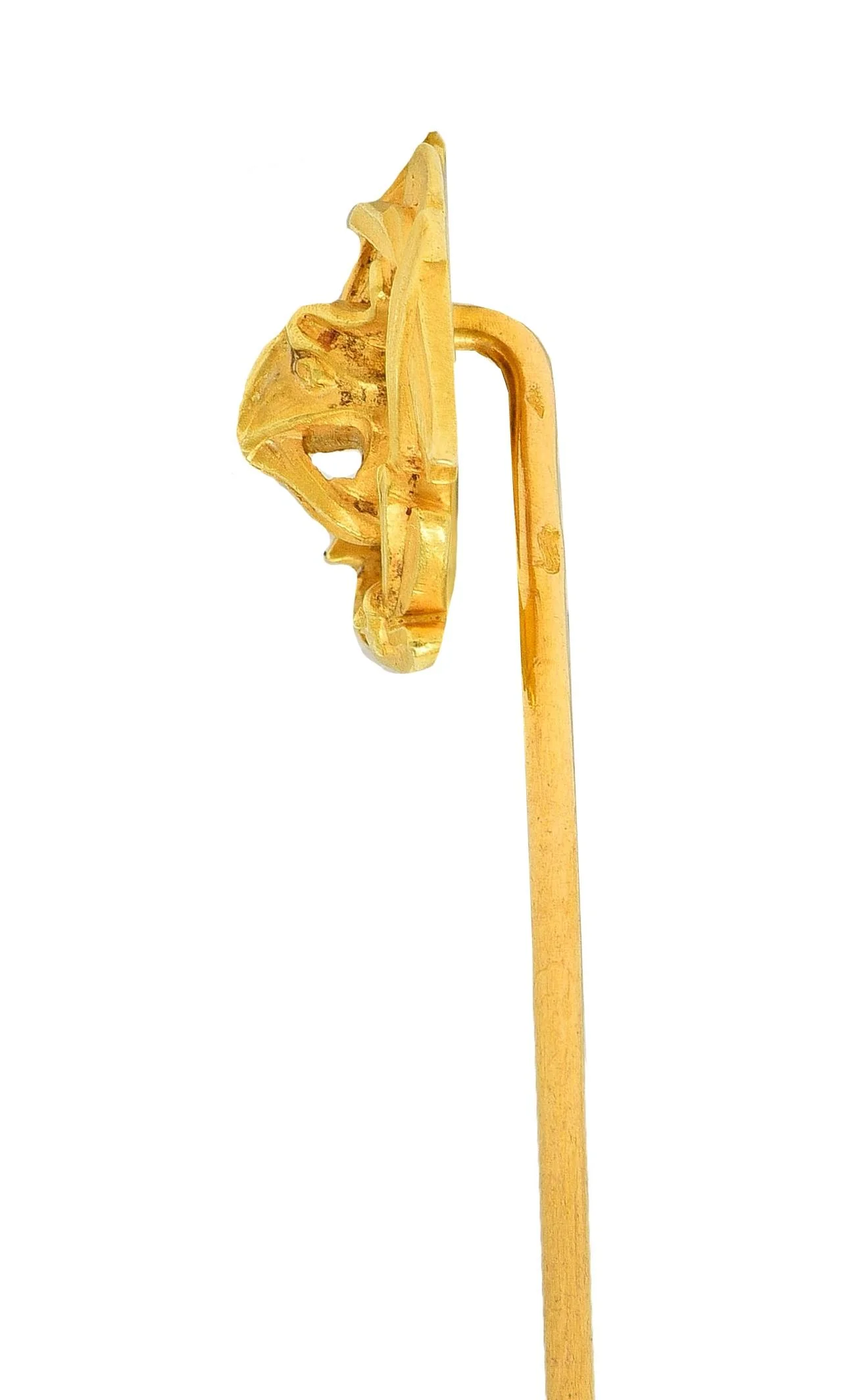 Art Nouveau French 18 Karat Yellow Gold Antique Winged Serpent Stickpin - Image 3