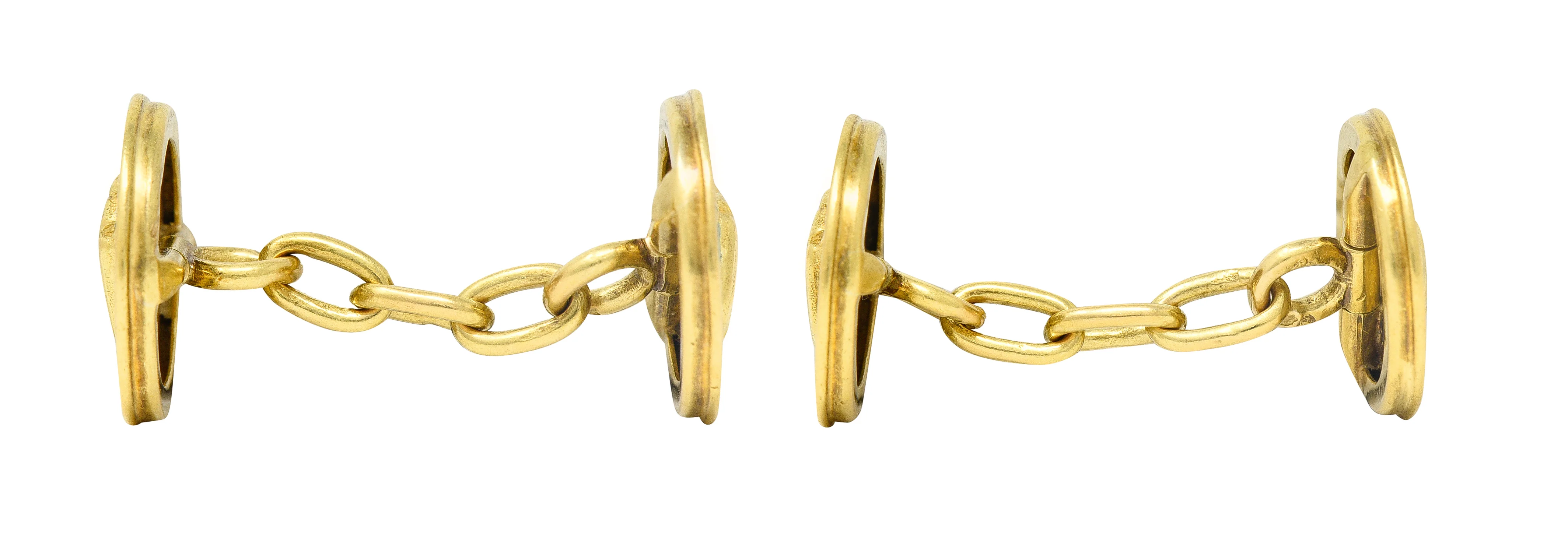Art Nouveau French Enamel 18 Karat Yellow Gold Scarab Antique Cufflinks - Image 2