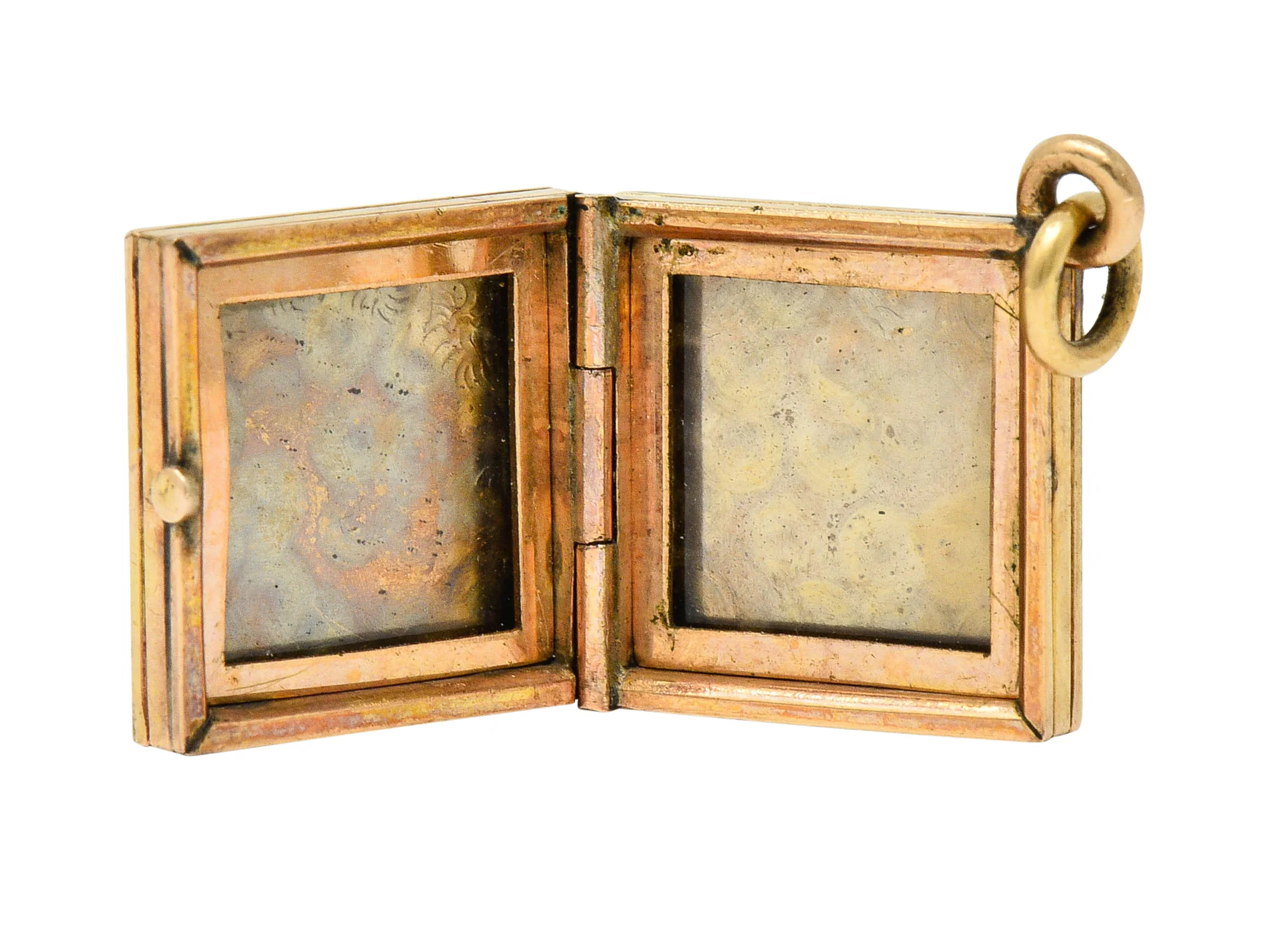 Art Nouveau Gold Landscape Locket Charm Circa 1900 - Image 7