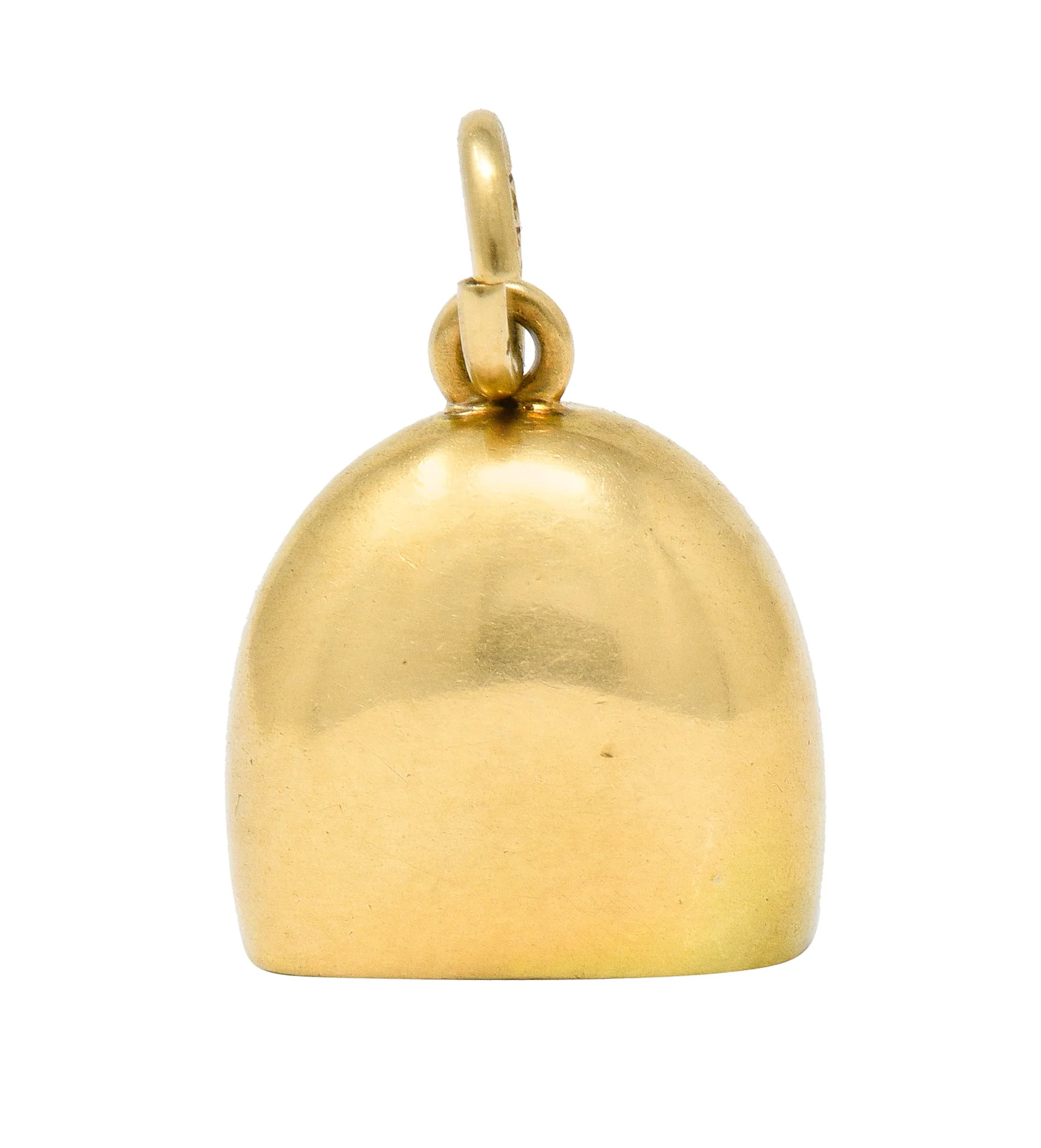Art Nouveau Green Enamel 14 Karat Gold Irish Clover Bell Charm - Image 6
