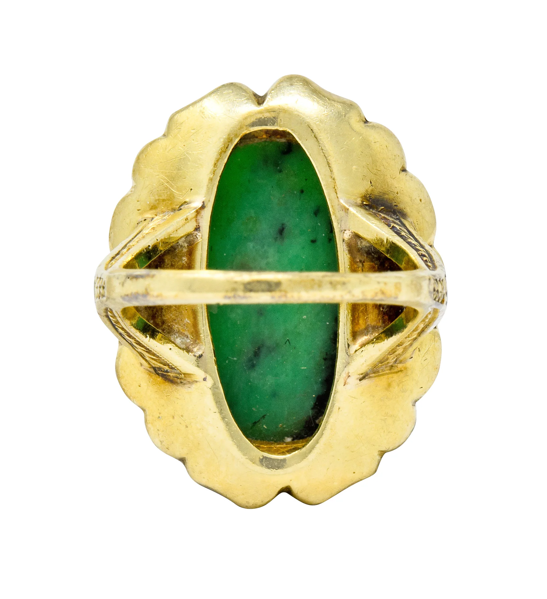 Art Nouveau Hardstone Cabochon Enamel 14 Karat Gold Gemstone Ring - Image 4