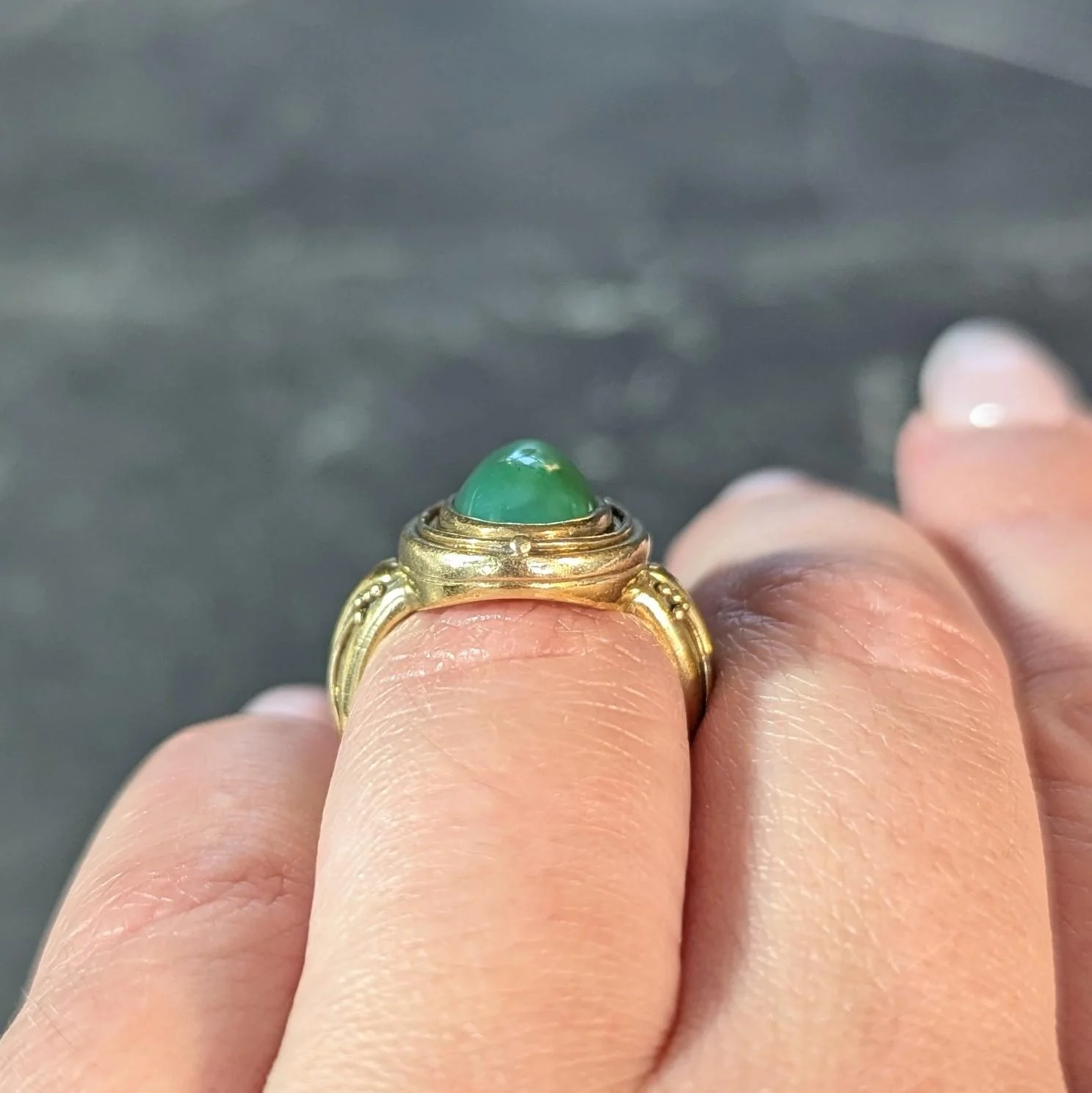 Art Nouveau Jadeite Jade 18 Karat Yellow Gold Antique Signet Ring - Image 13
