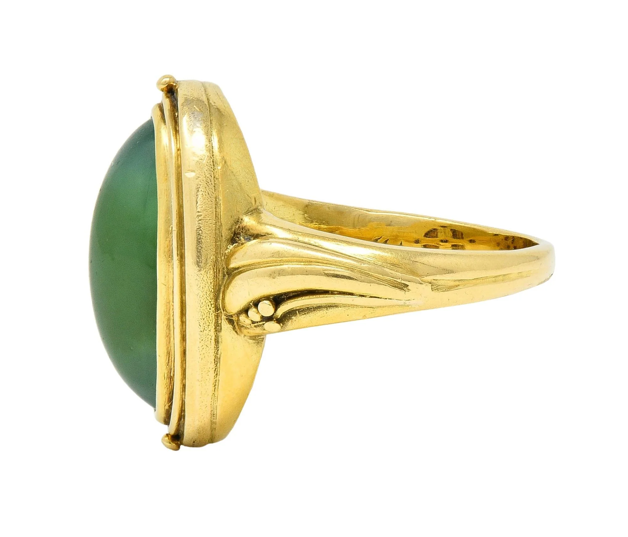 Art Nouveau Jadeite Jade 18 Karat Yellow Gold Antique Signet Ring - Image 5
