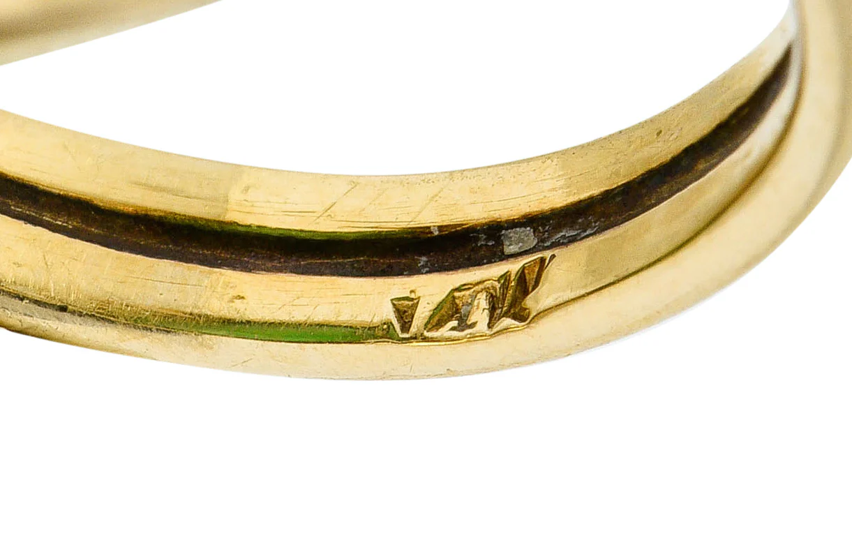 Art Nouveau Jadeite Jade Cabochon 14 Karat Gold Band Ring GIA - Image 10