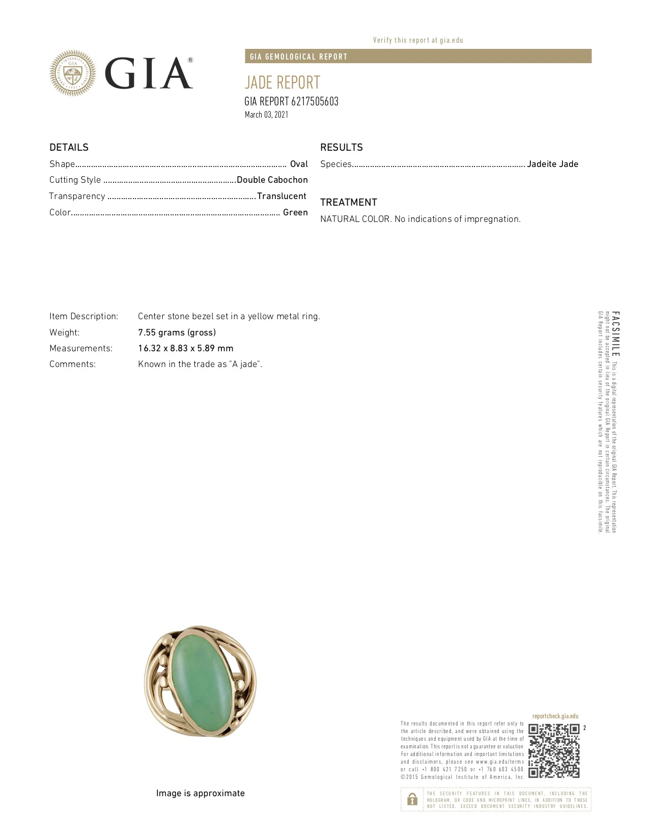 Art Nouveau Jadeite Jade Cabochon 14 Karat Gold Band Ring GIA - Image 11