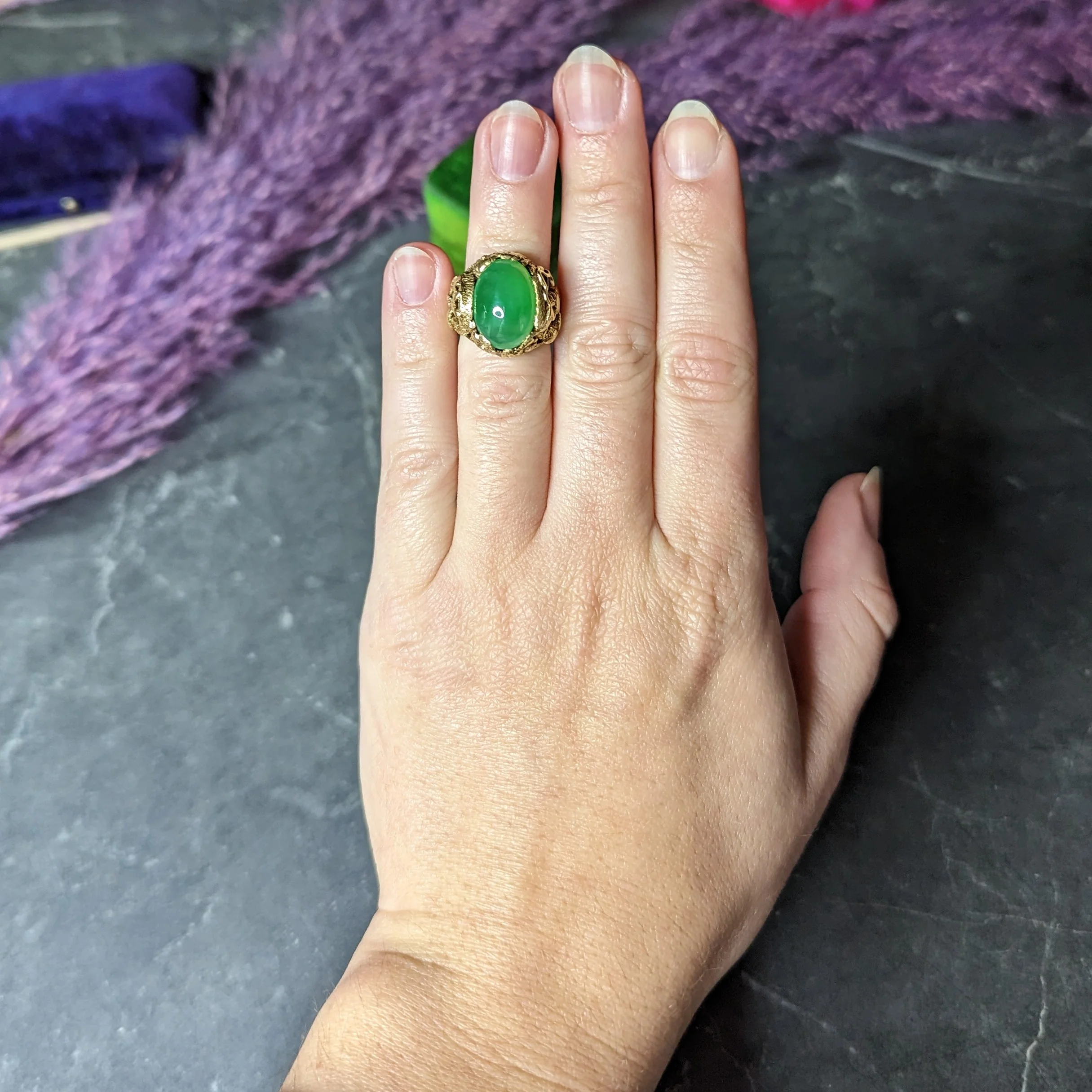 Art Nouveau Jadeite Jade Ruby 18 Karat Yellow Gold Dragon Antique Ring GIA - Image 11