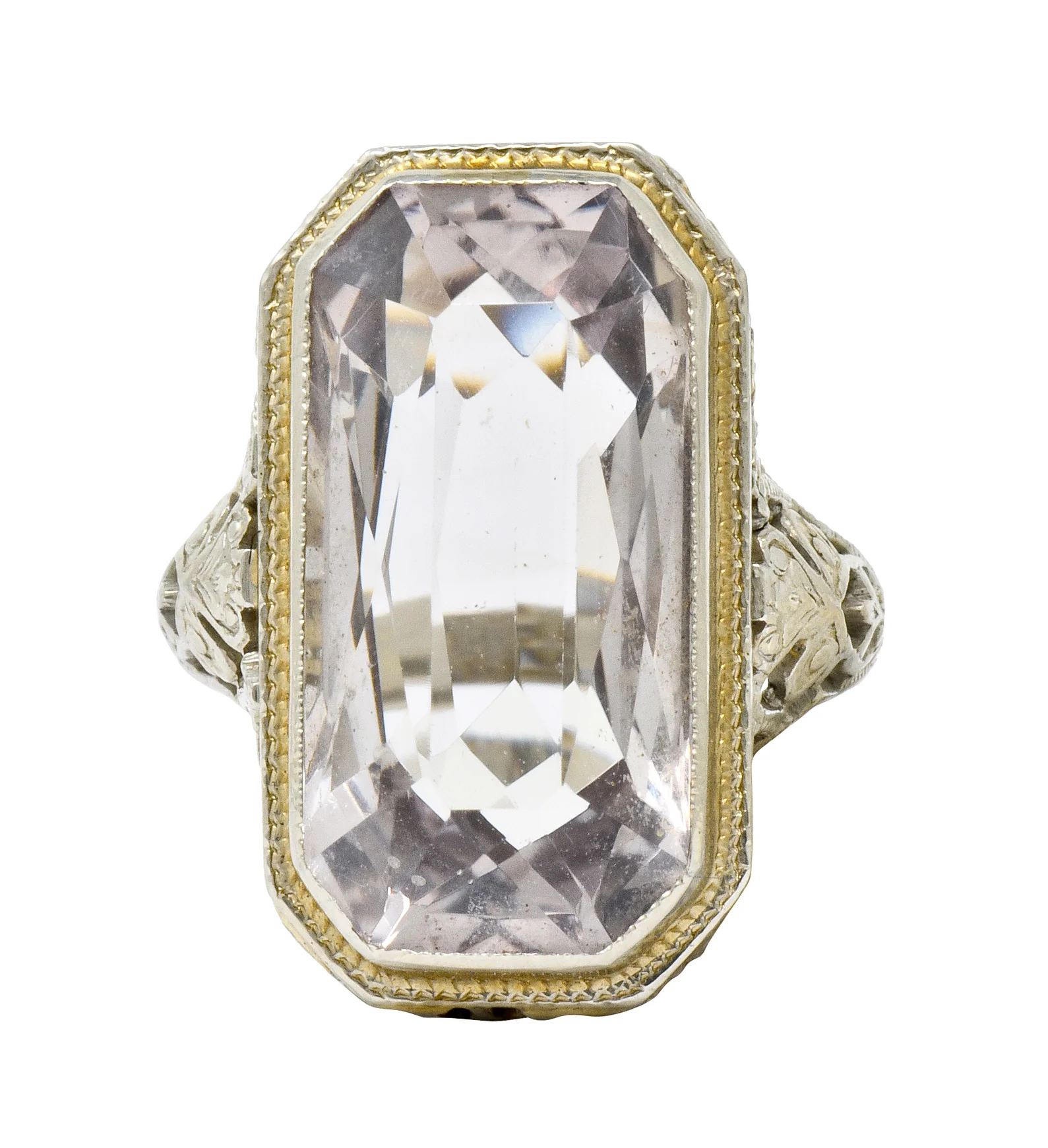 Art Nouveau Light Smokey Quartz 18 Karat Gold Gemstone Ring