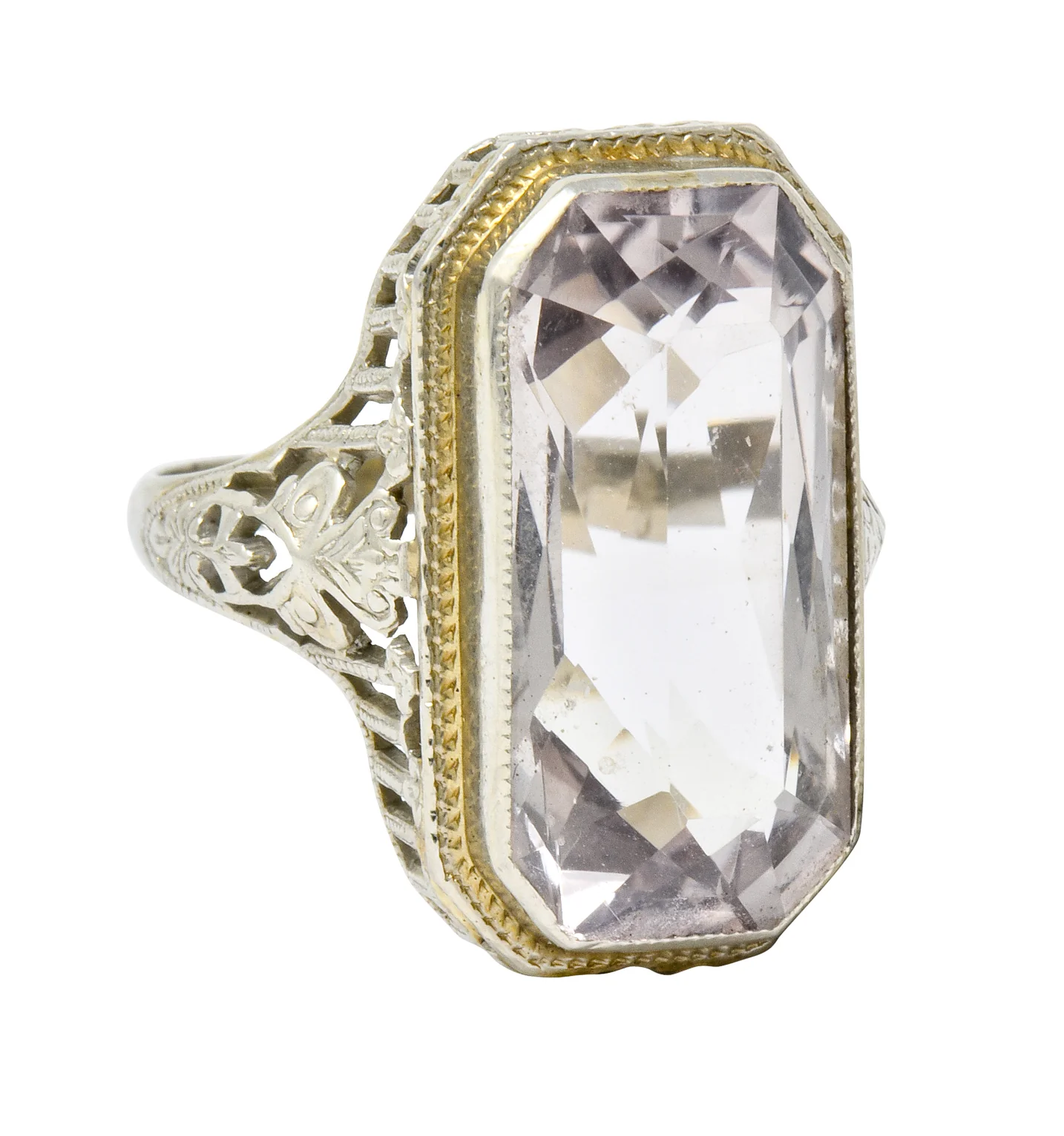 Art Nouveau Light Smokey Quartz 18 Karat Gold Gemstone Ring - Image 2