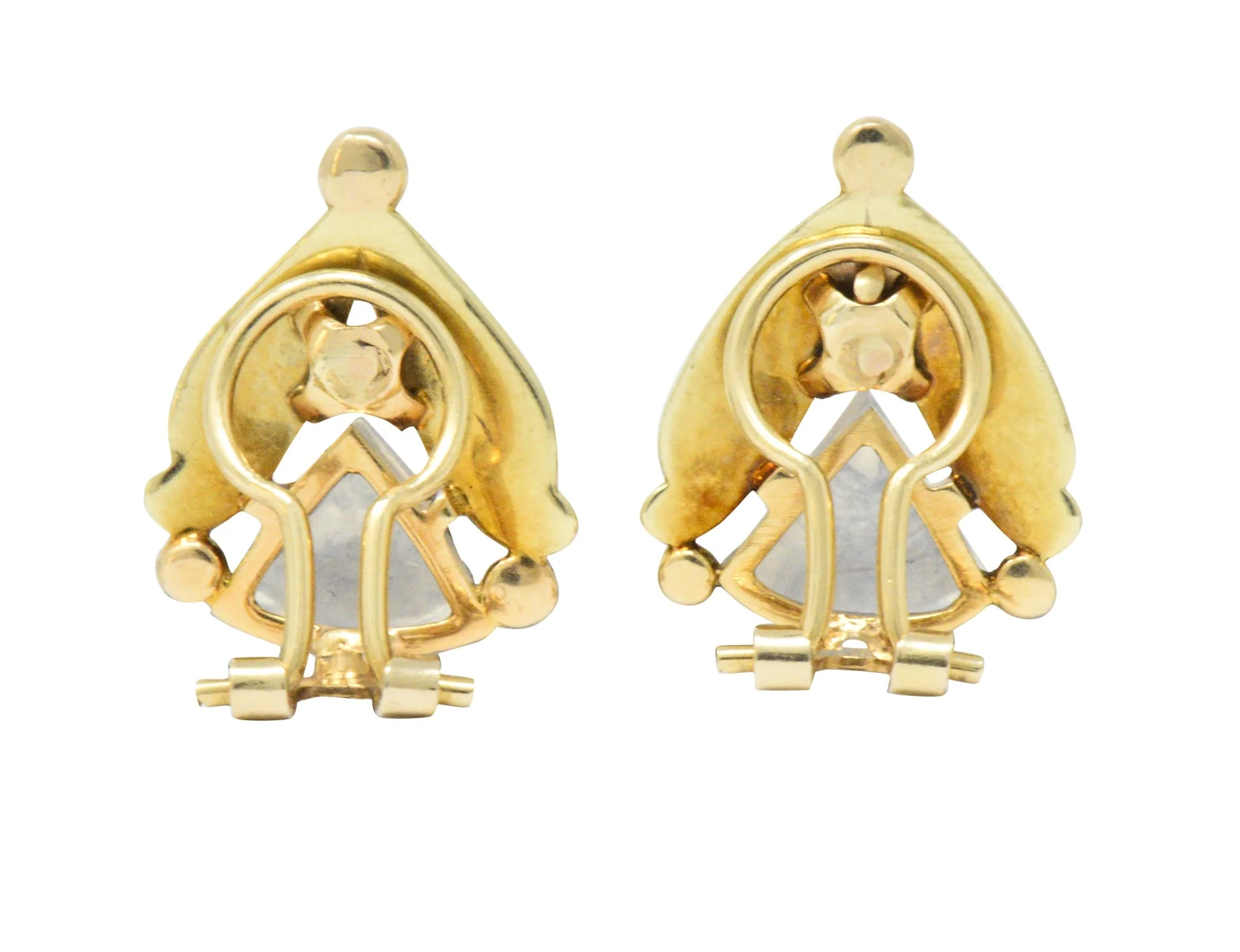 Art Nouveau Moonstone 14 Karat Gold Foliate Ear-Clip Earrings - Image 6