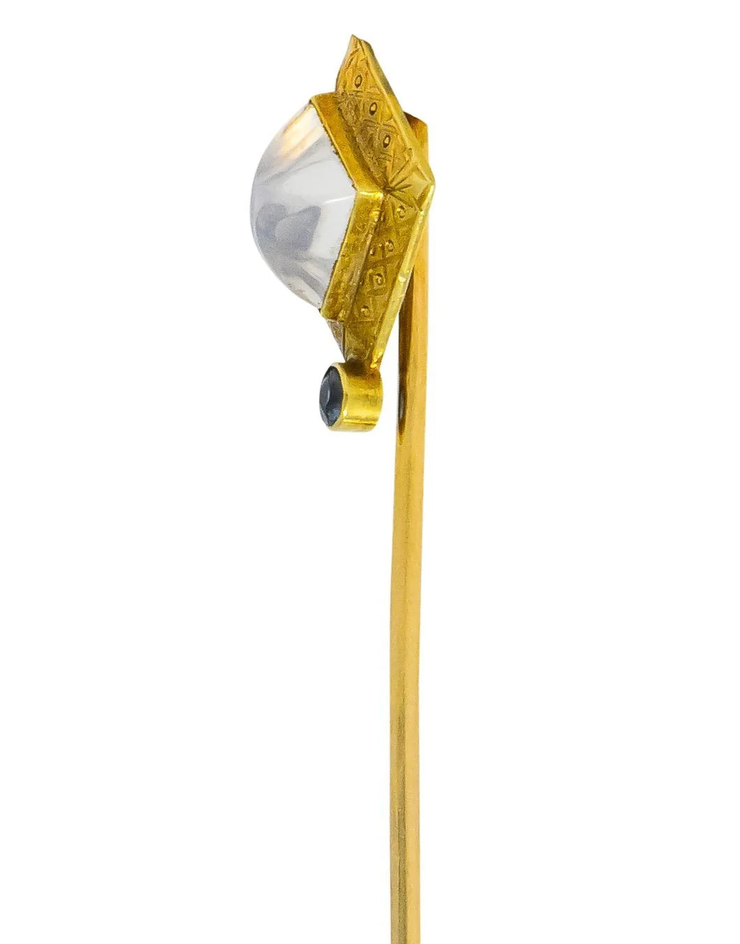 Art Nouveau Moonstone Sapphire 14 Karat Gold Stickpin - Image 2