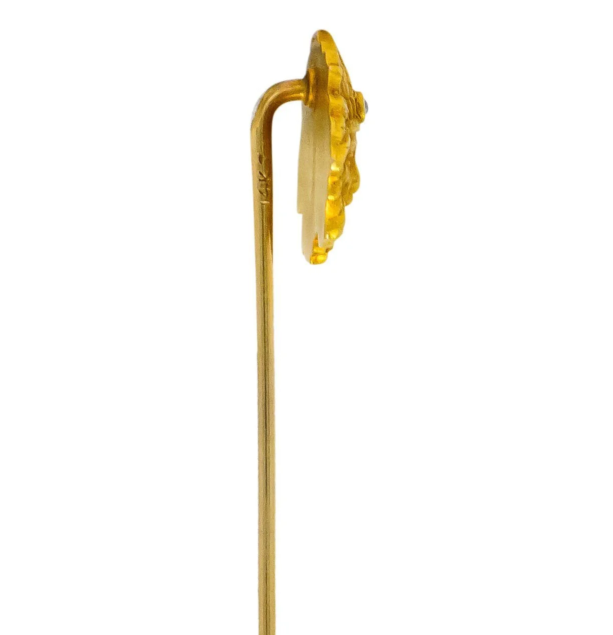 Art Nouveau Old European Cut Diamond 14 Karat Gold Native American Chief Stickpin - Image 4
