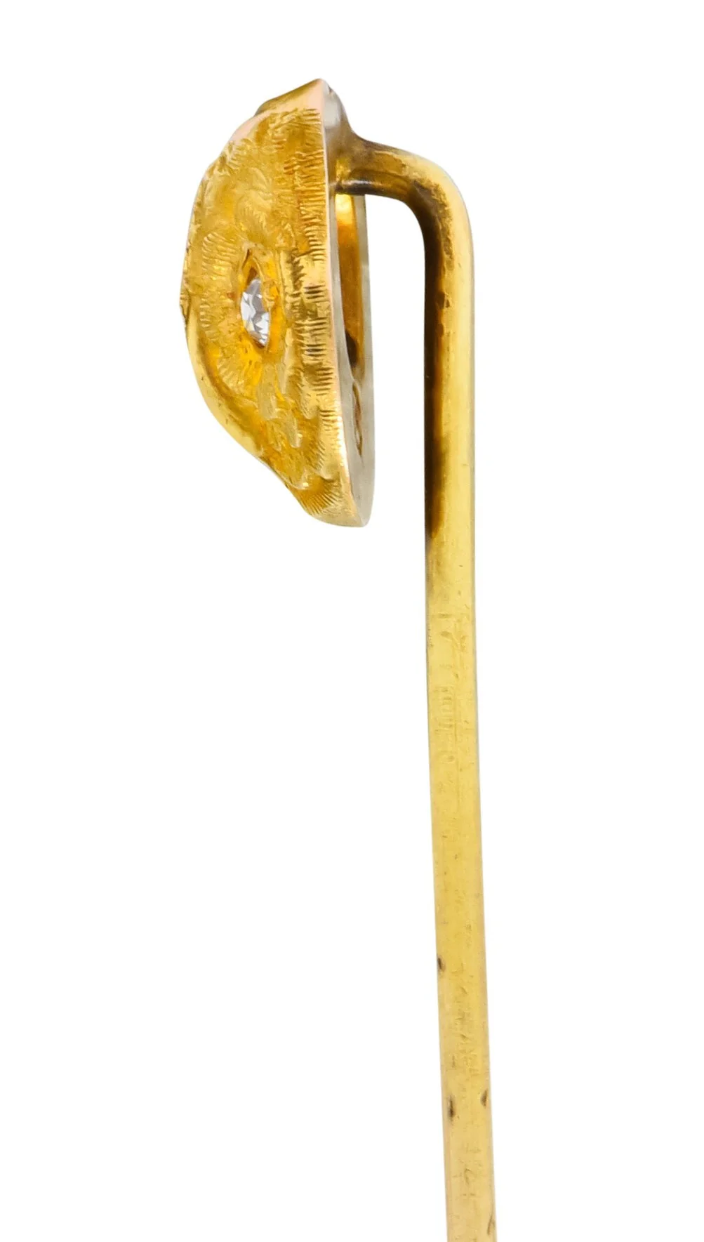 Art Nouveau Old European Diamond 14 Karat Gold Owl Stickpin - Image 3