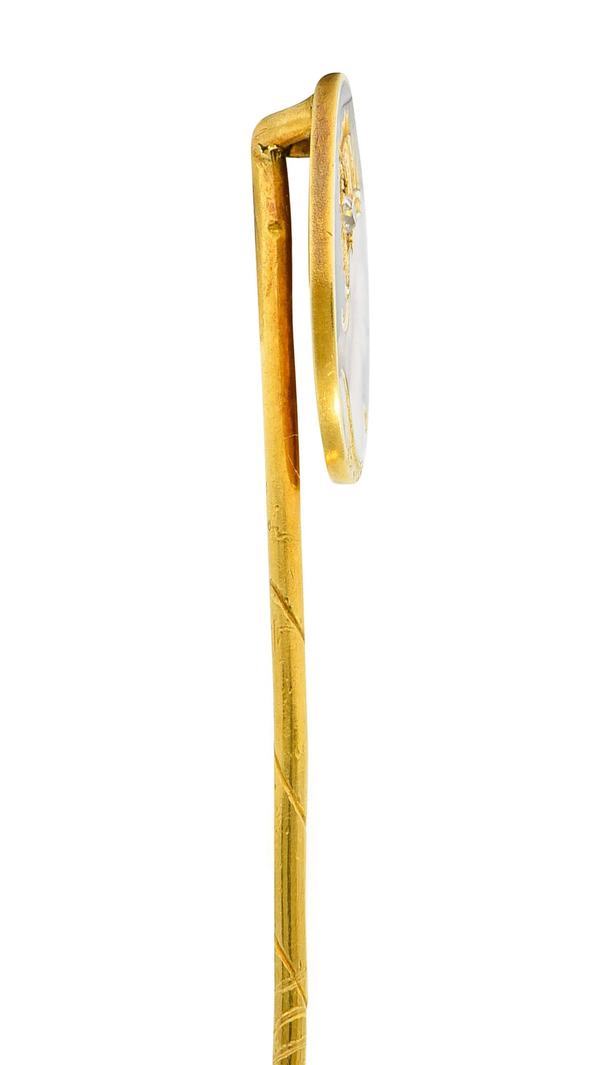 Art Nouveau Old Mine Diamond Enamel 18 Karat Gold Brunhilde Norse Stickpin - Image 5