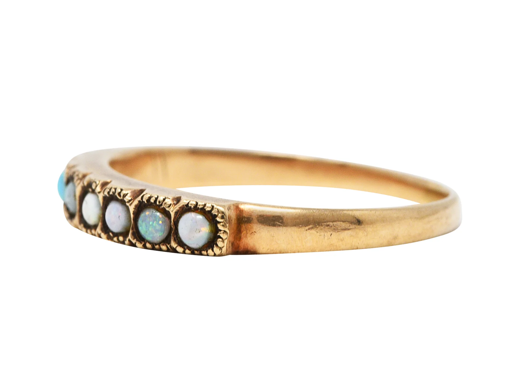 Art Nouveau Opal 14 Karat Gold Band Ring - Image 6