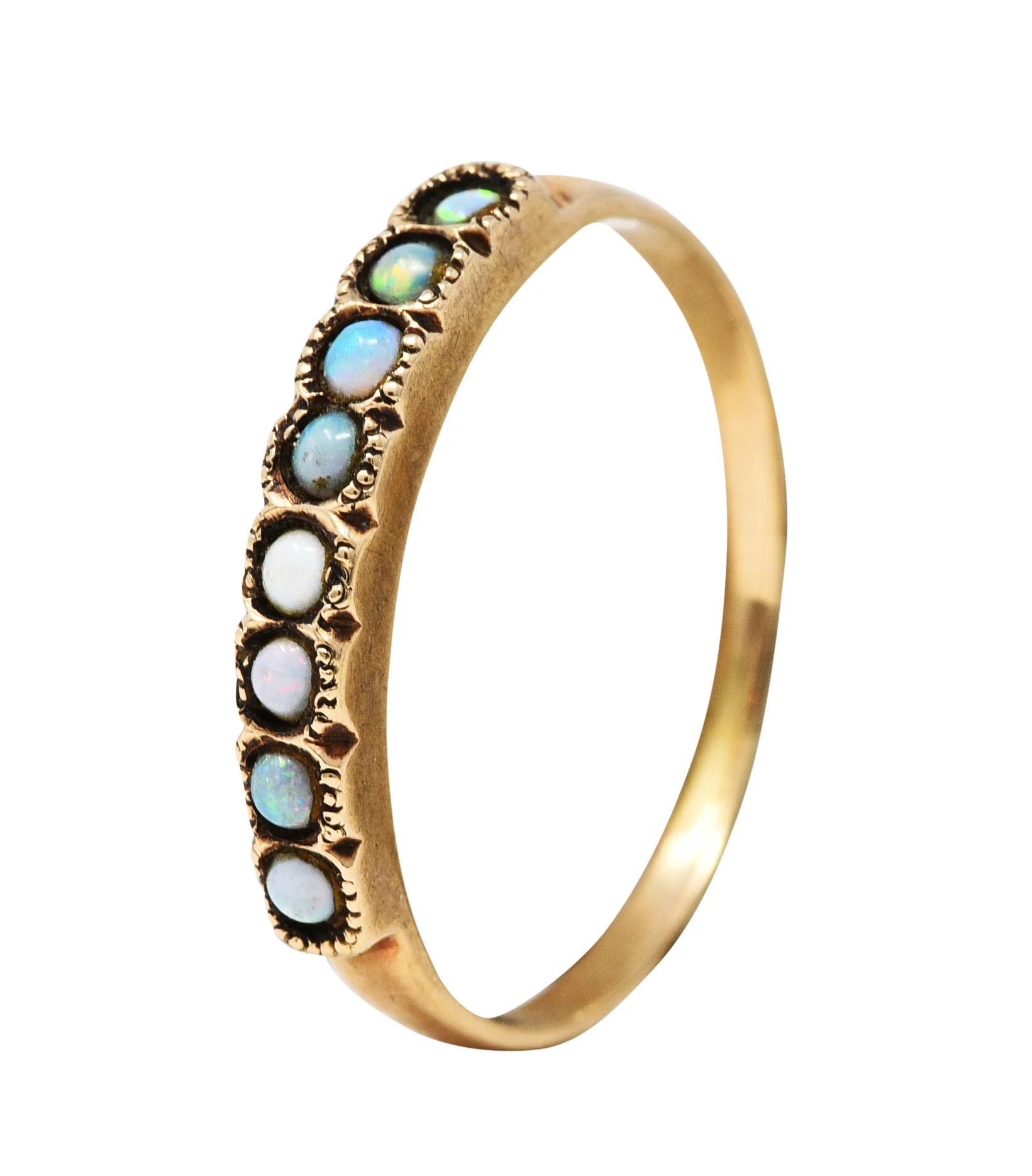 Art Nouveau Opal 14 Karat Gold Band Ring - Image 8