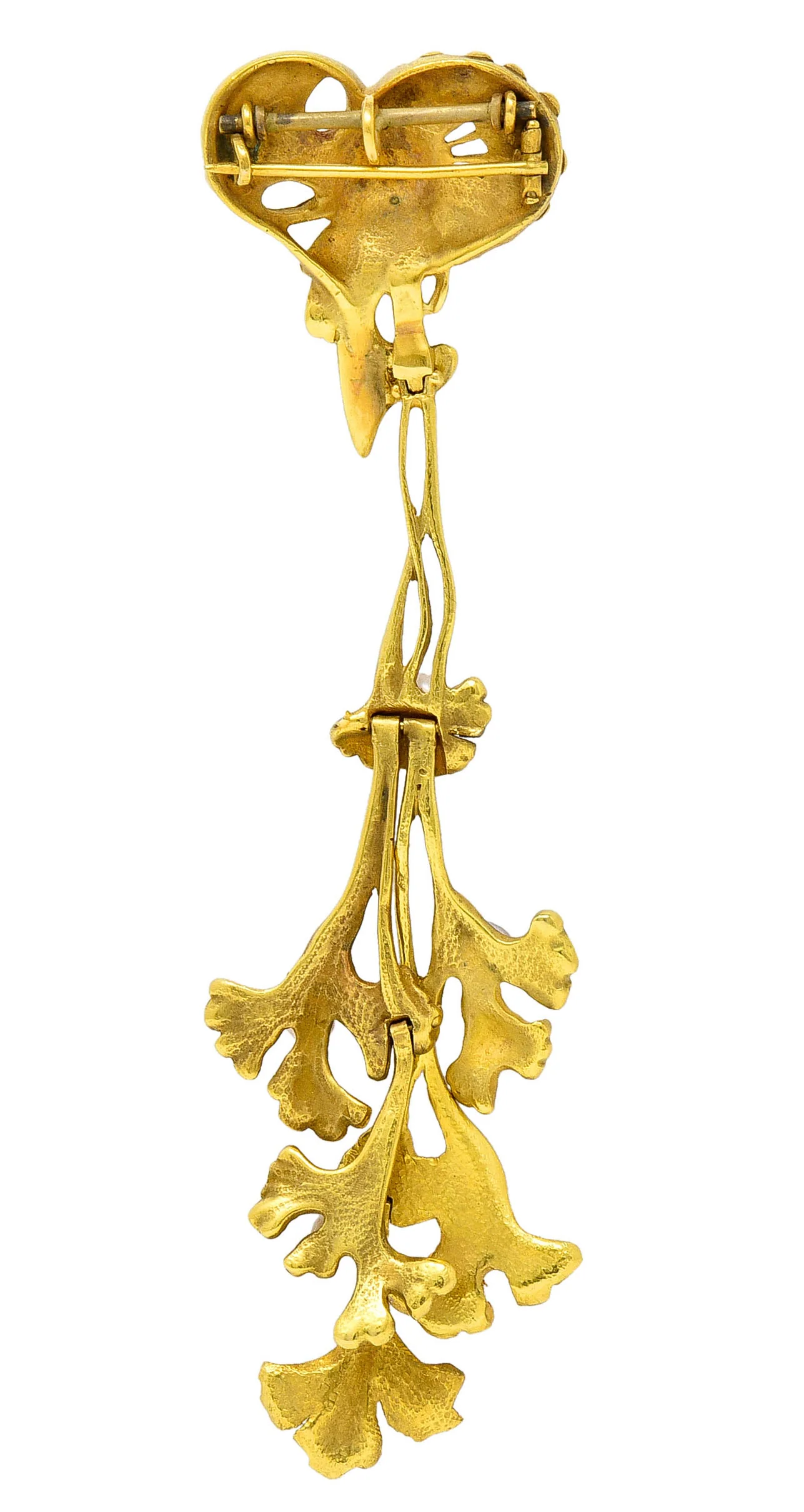 Art Nouveau Pearl 18 Karat Gold Sea Serpent Pendant Brooch - Image 4