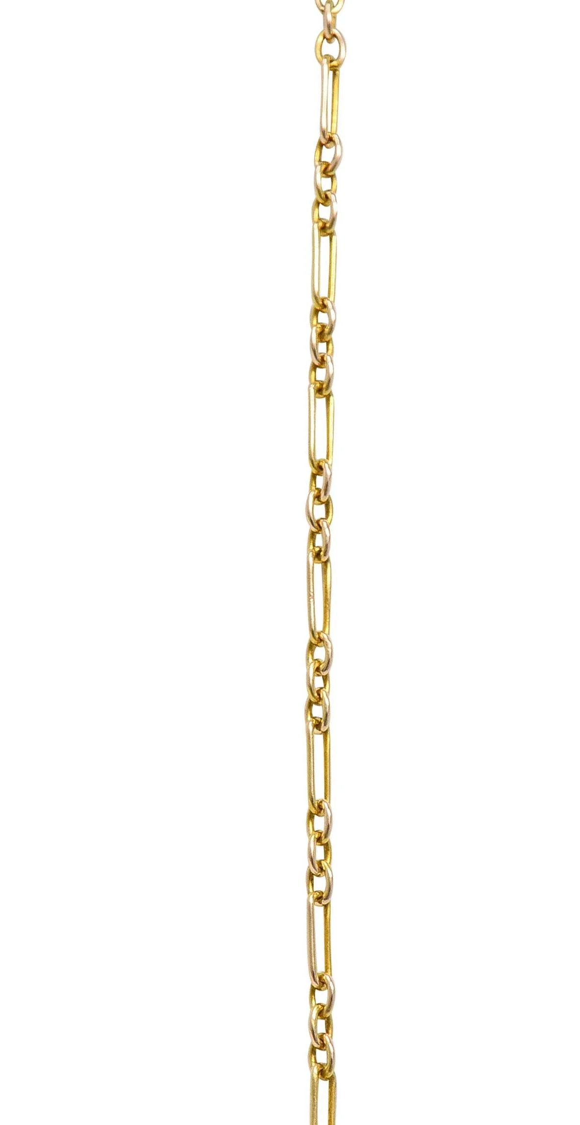 Art Nouveau Pearl Coral 14 Karat Yellow Gold Whiplash Antique Station Drop Necklace - Image 9