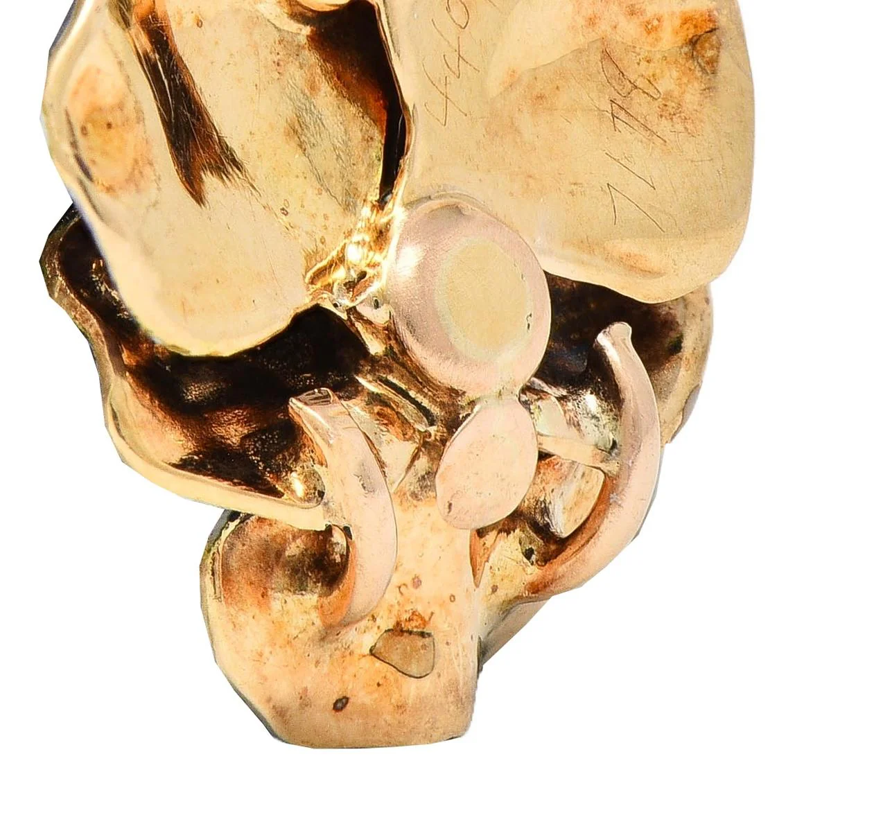 Art Nouveau Pearl Enamel 14 Karat Yellow Gold Antique Pansy Flower Charm - Image 6