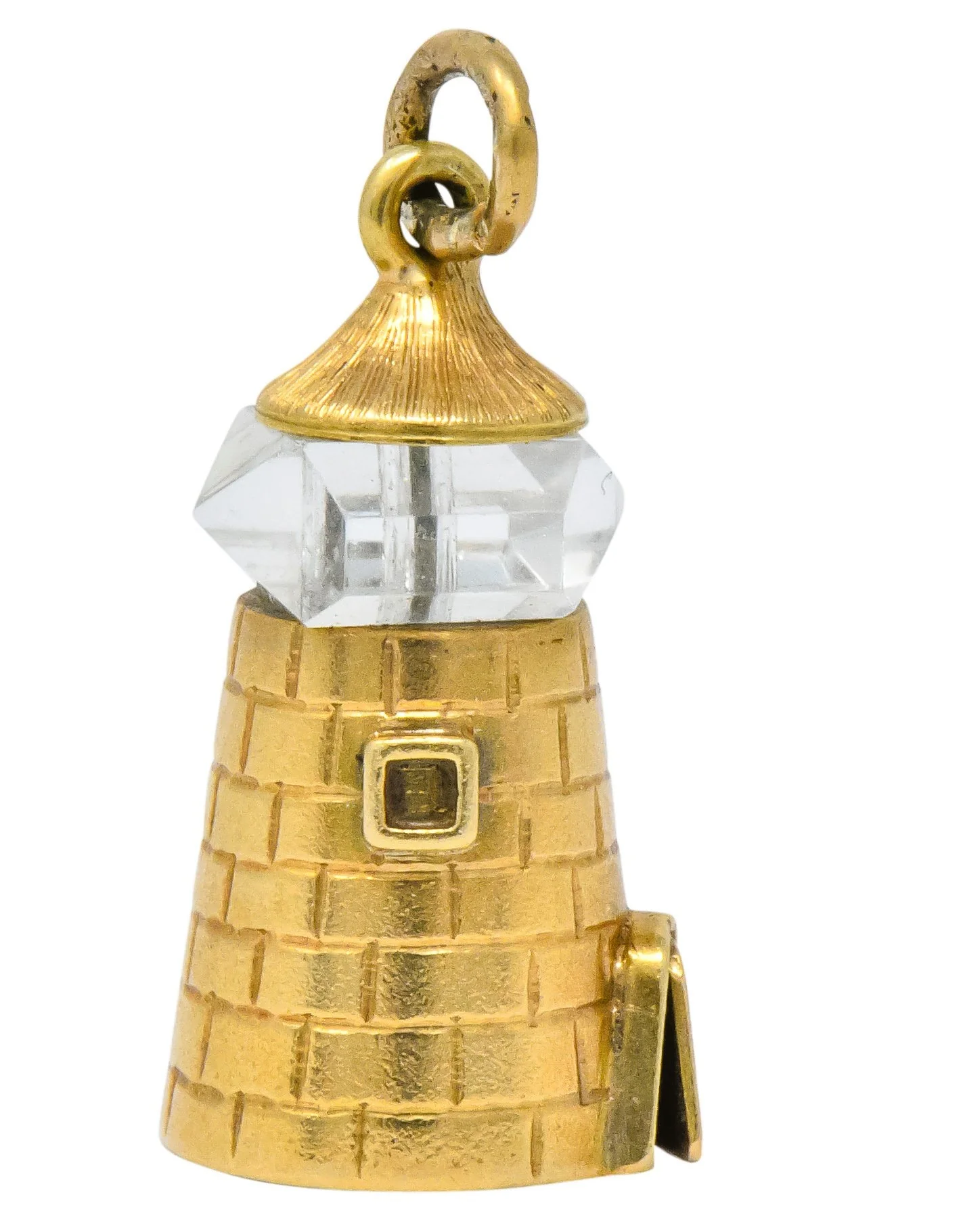 Art Nouveau Rock Crystal 14 Karat Gold Lighthouse Charm - Image 2
