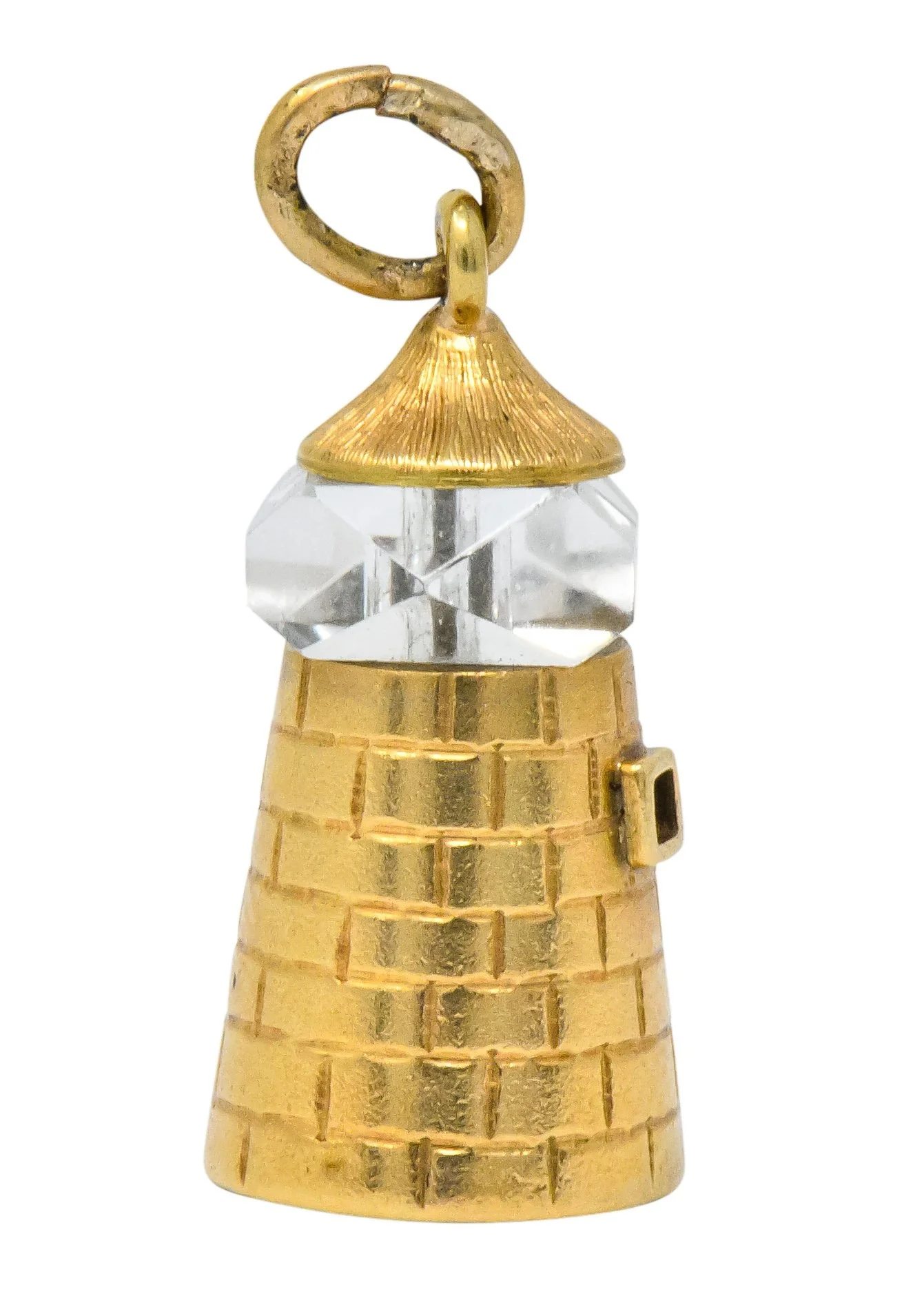 Art Nouveau Rock Crystal 14 Karat Gold Lighthouse Charm - Image 3