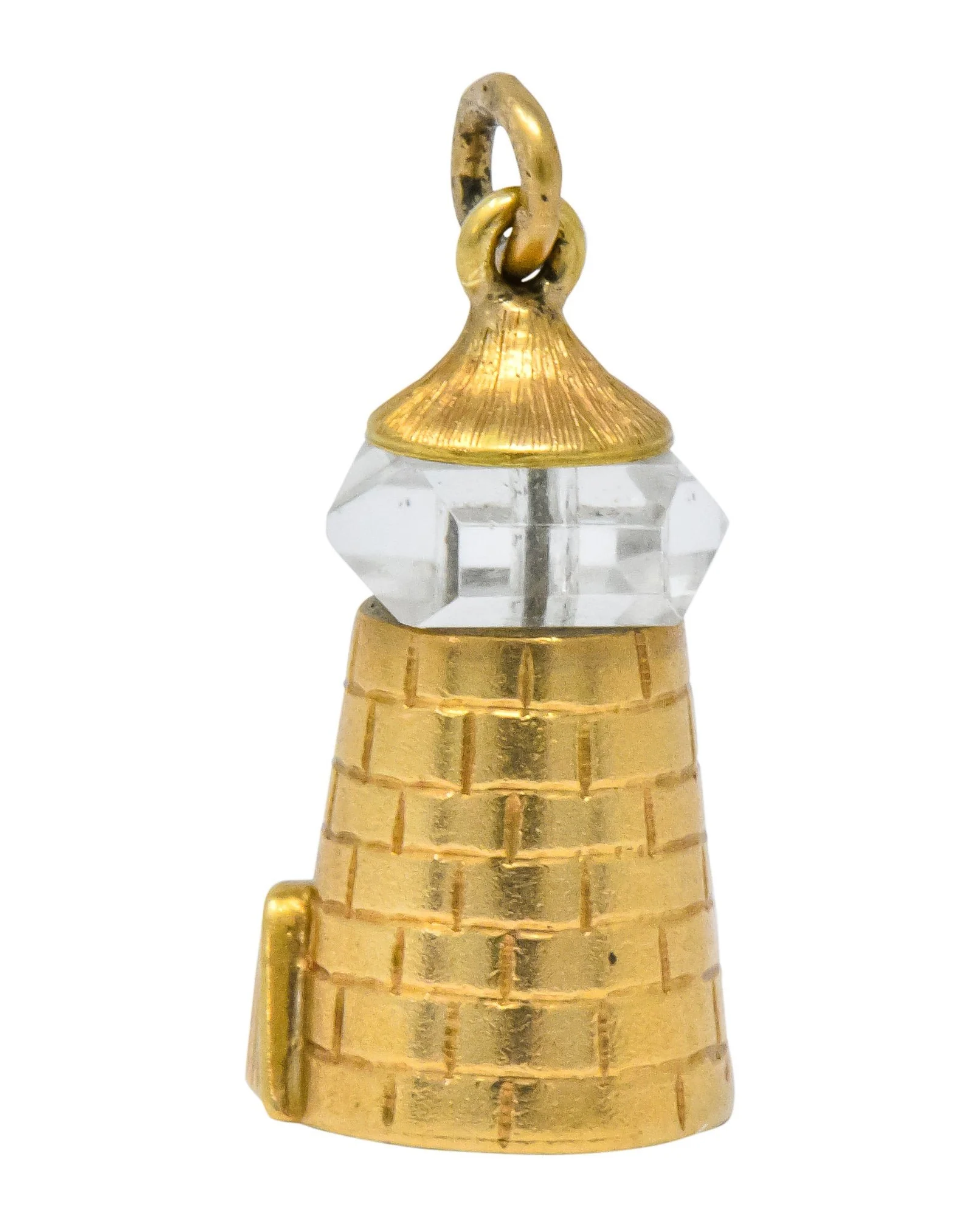 Art Nouveau Rock Crystal 14 Karat Gold Lighthouse Charm - Image 4