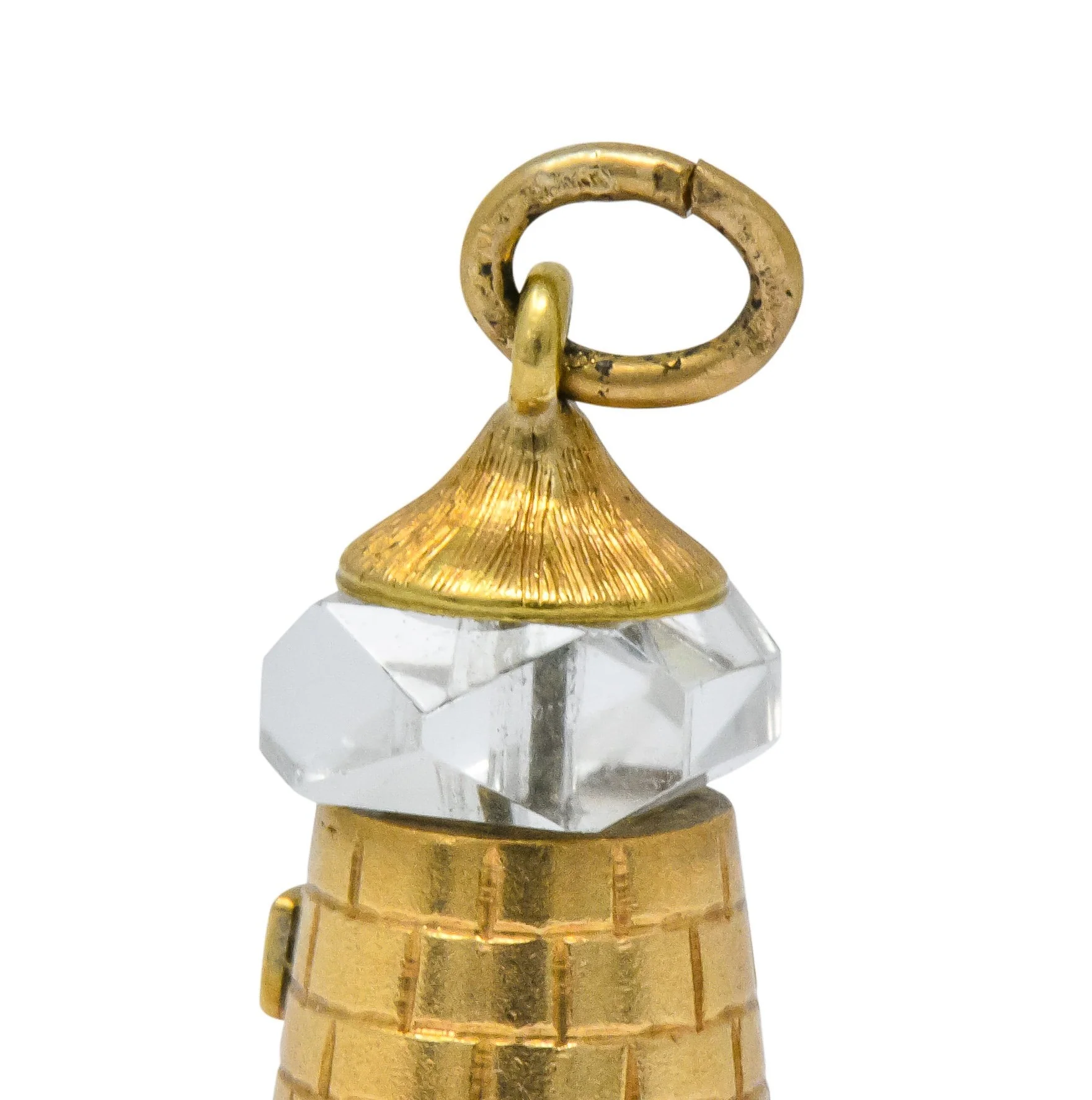 Art Nouveau Rock Crystal 14 Karat Gold Lighthouse Charm - Image 5
